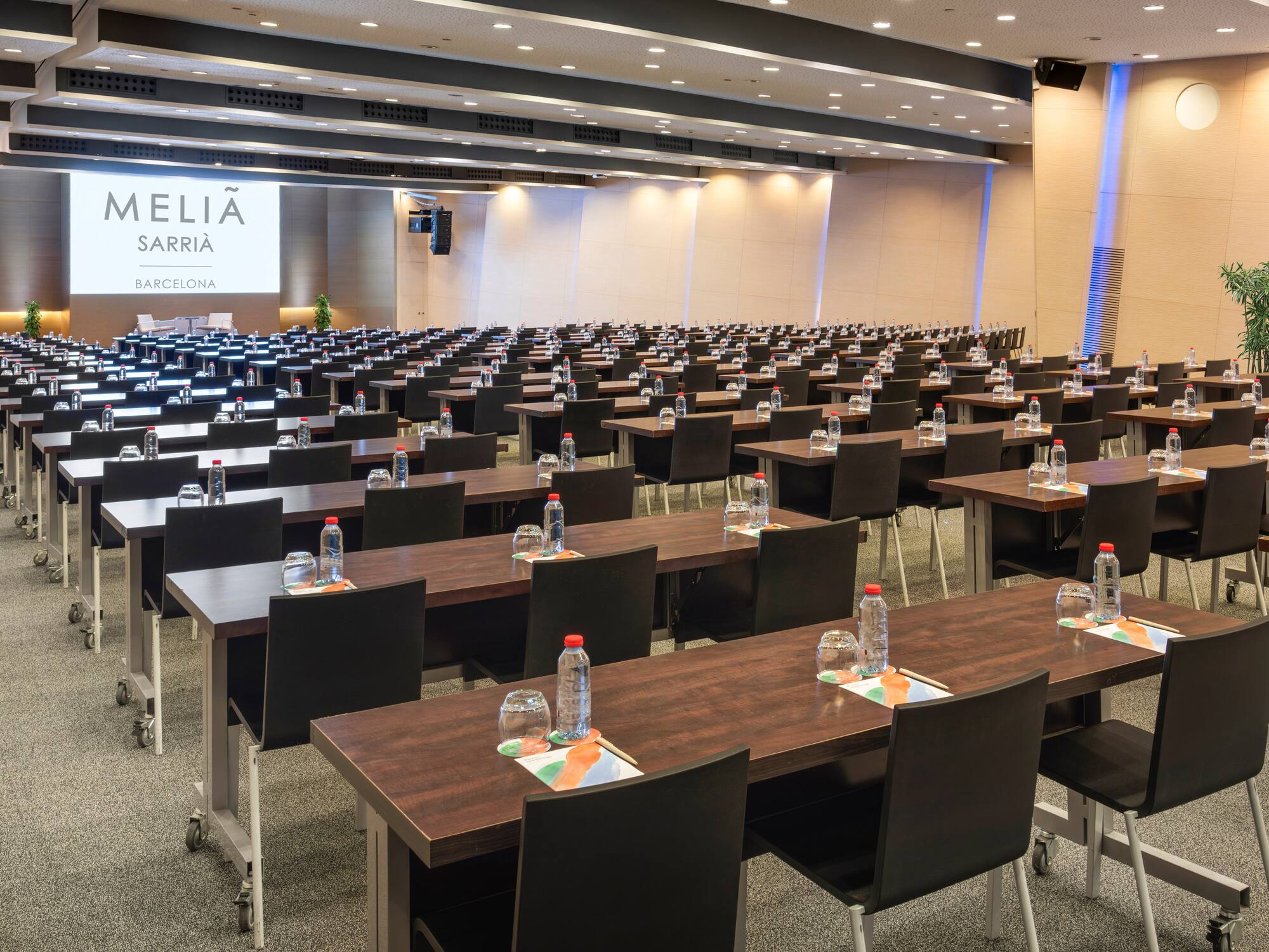 a room with tables and chairs