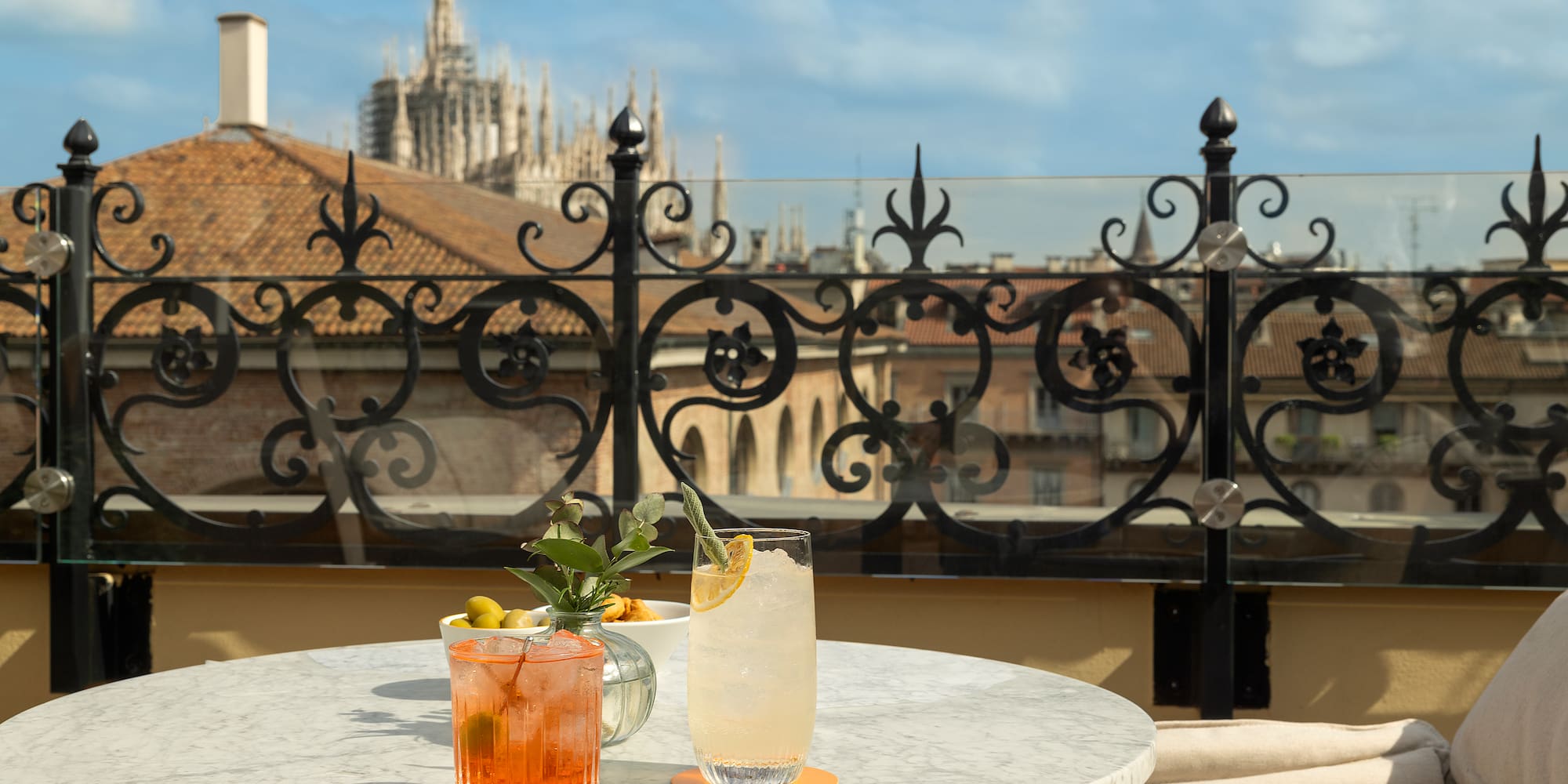 a table with drinks on it