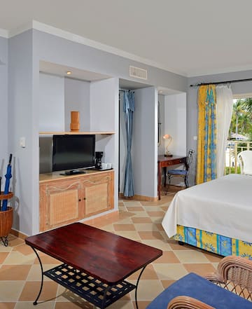 a room with a bed and a table