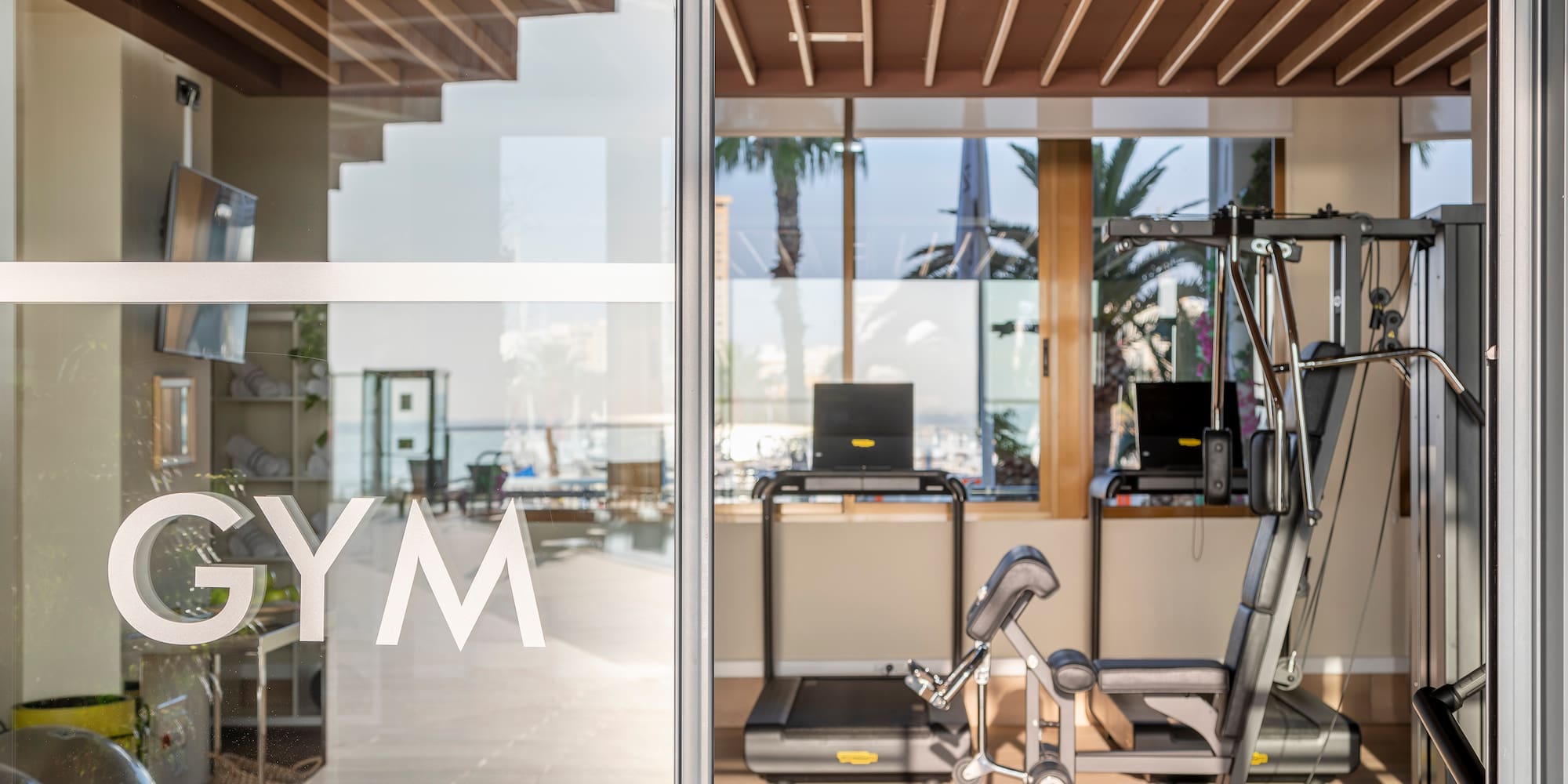 a gym with exercise equipment