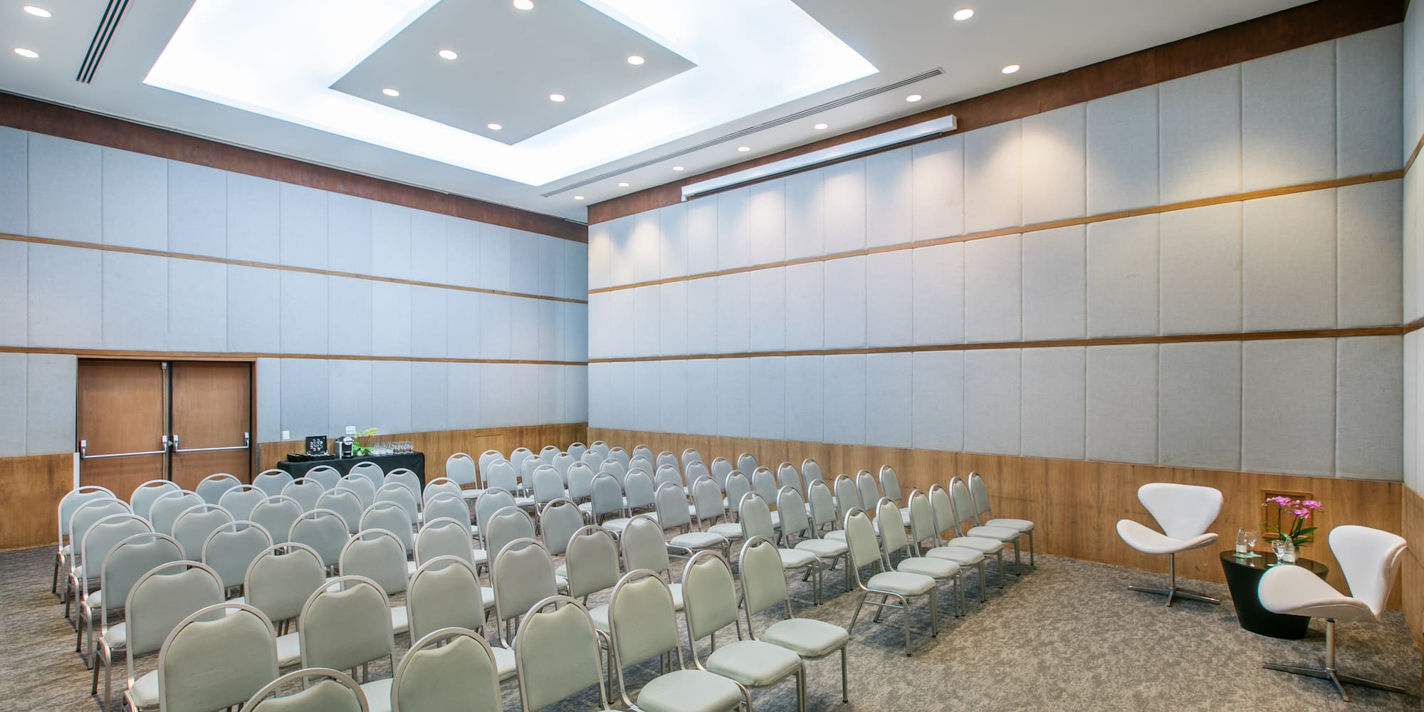 a room with many chairs