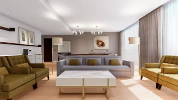 a living room with a couch and a coffee table