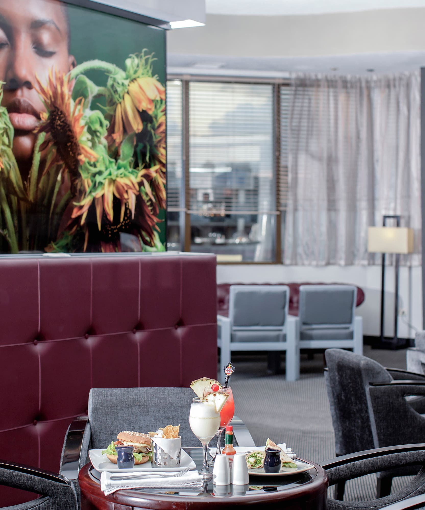 a table with food on it in a restaurant