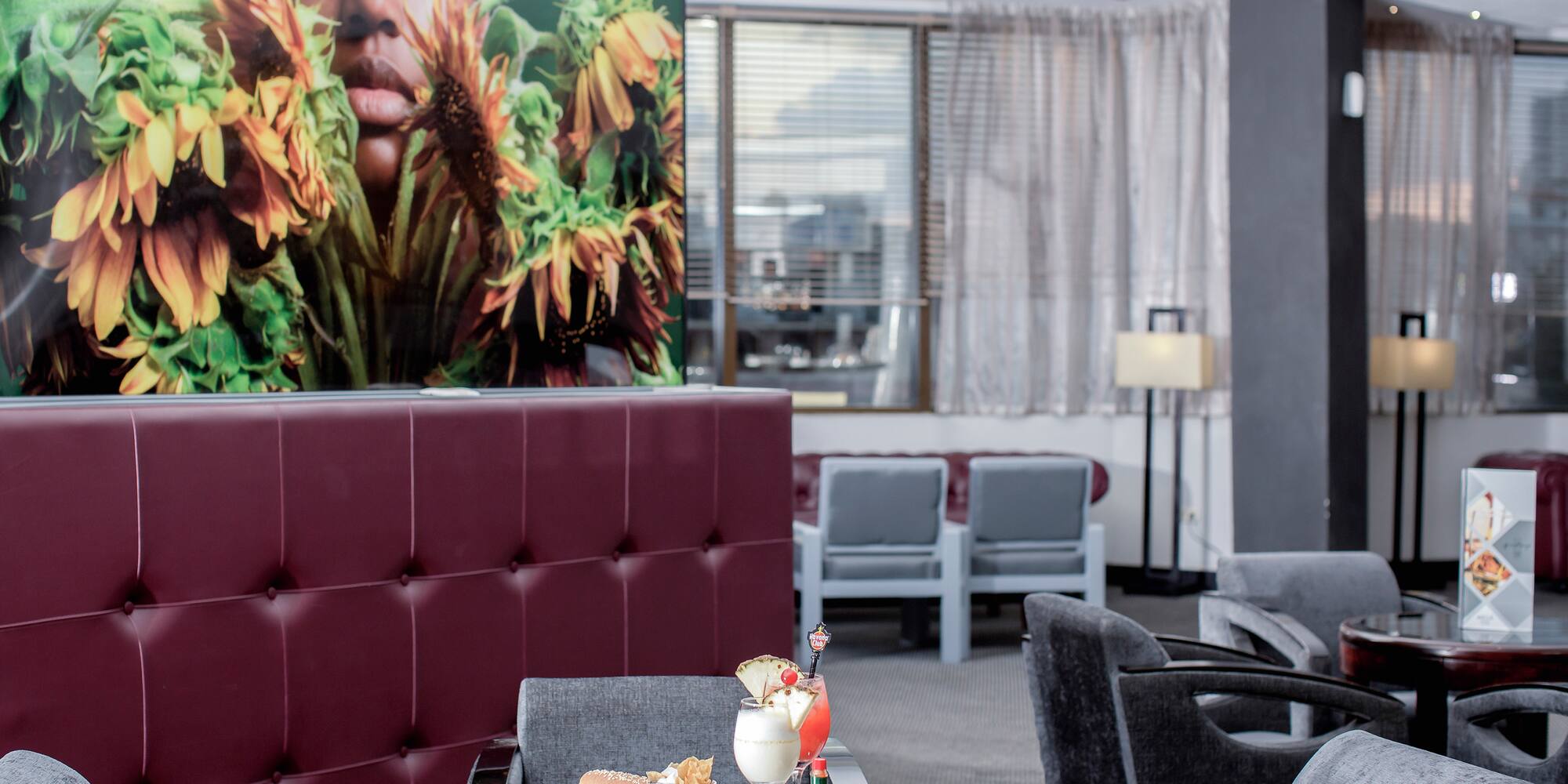 a table with food on it in a restaurant