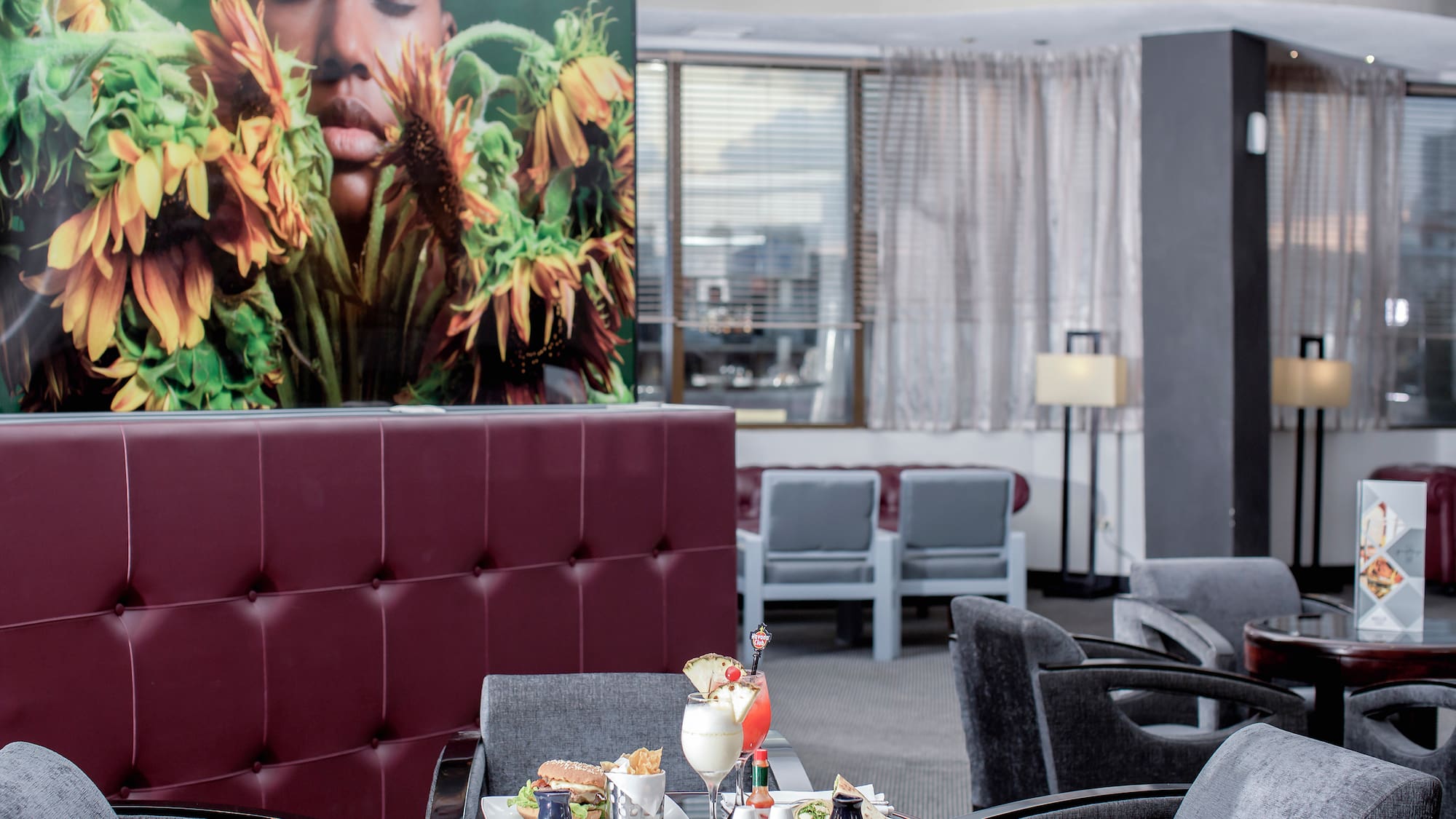a table with food on it in a restaurant