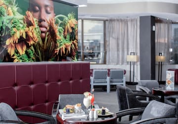 a table with food on it in a restaurant