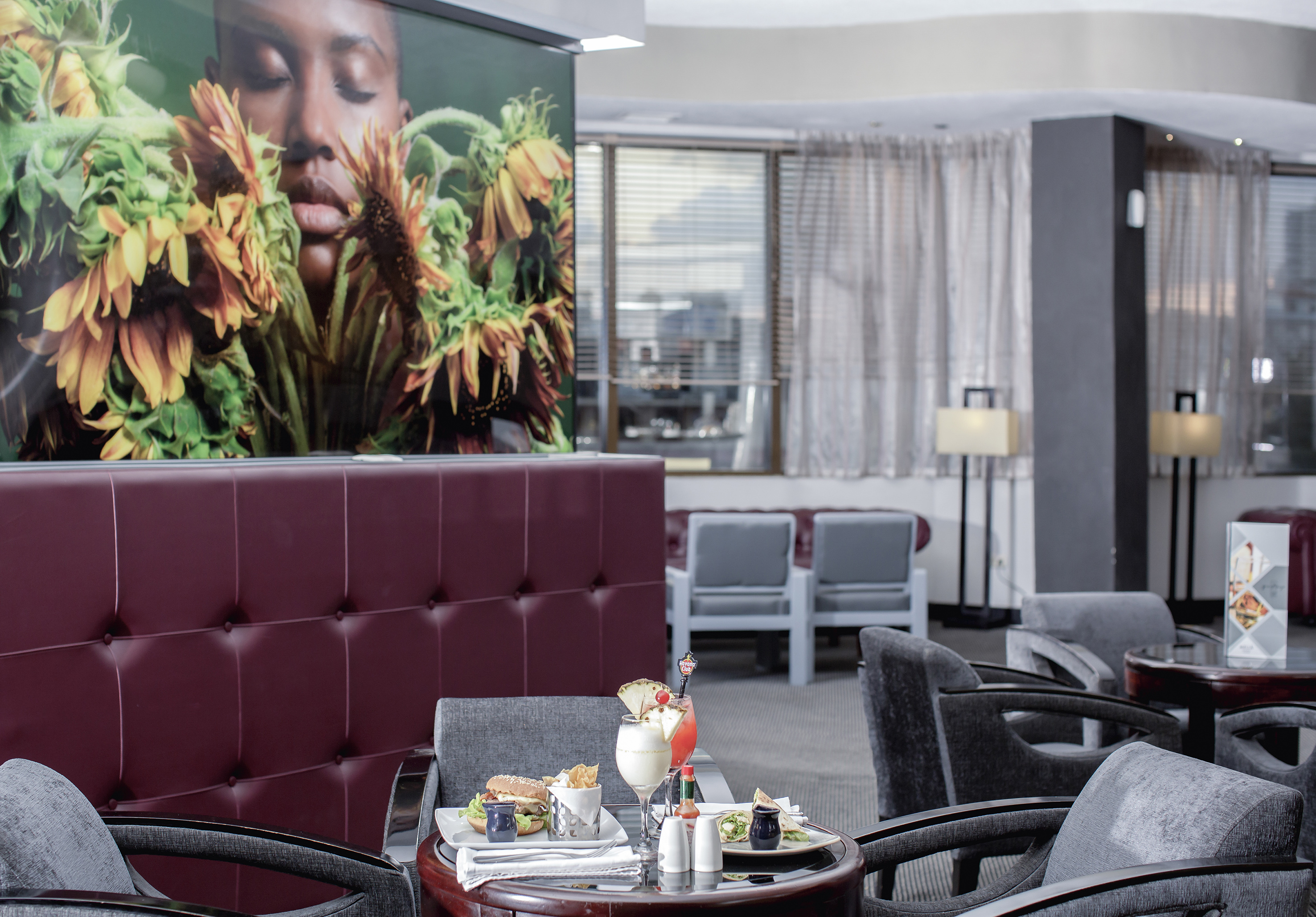 a table with food on it in a restaurant