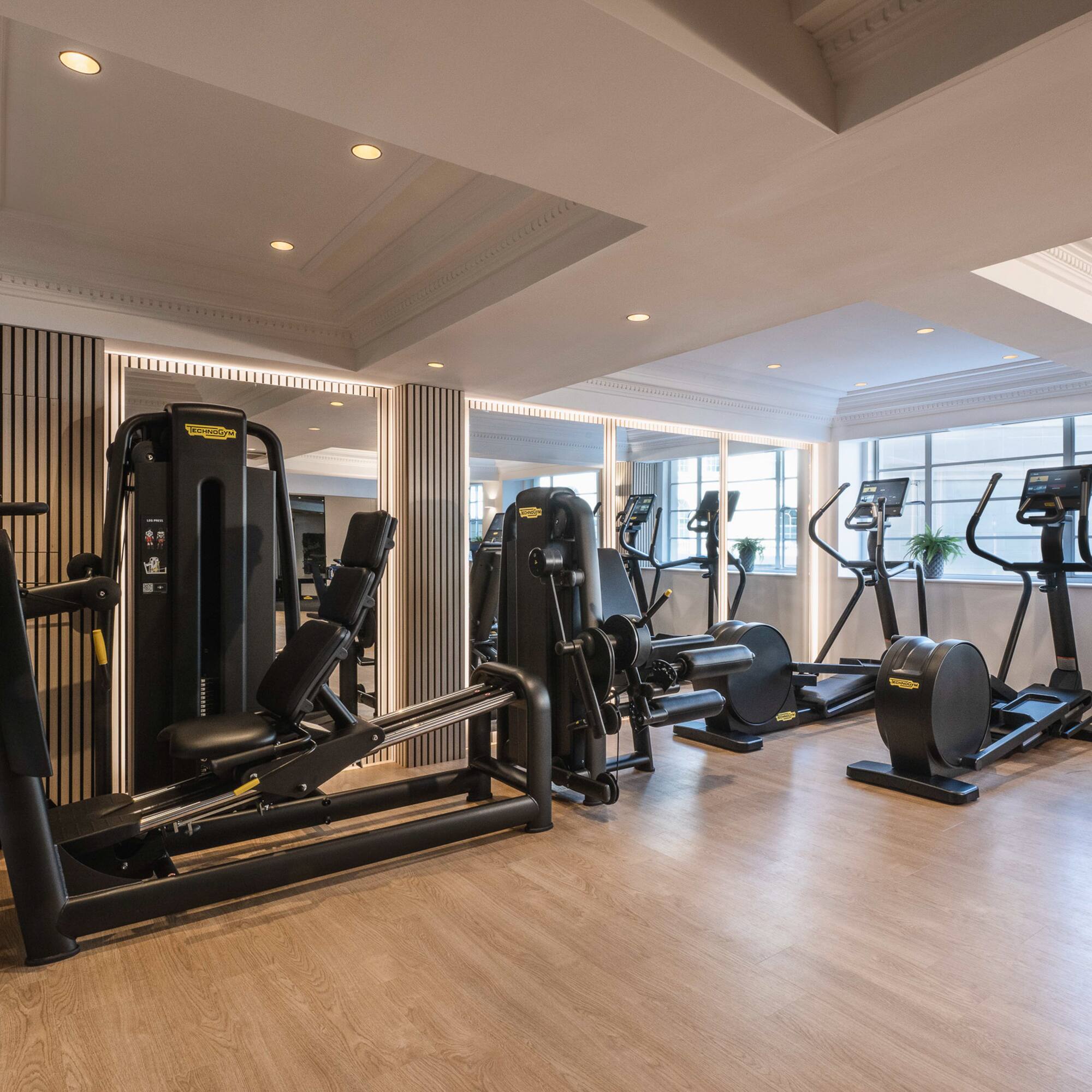 a room with exercise equipment