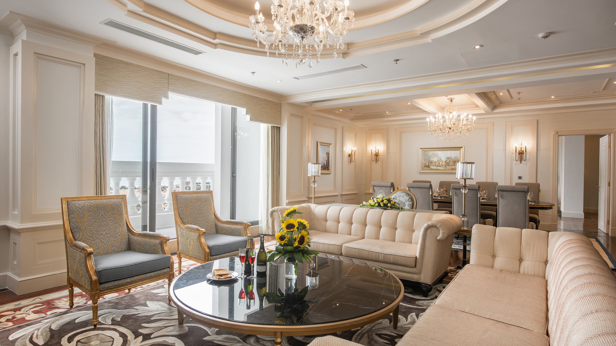 a room with couches and chairs