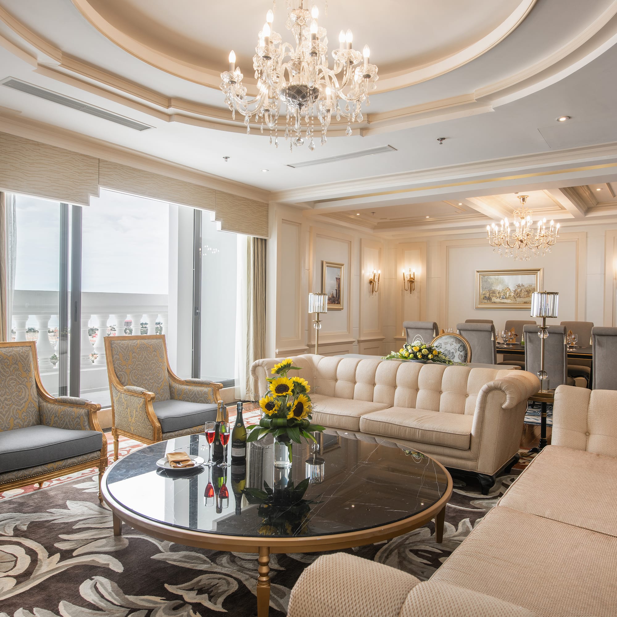 a room with couches and chairs