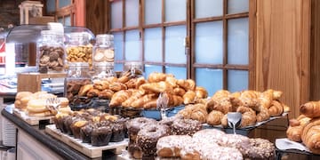 a display of pastries and pastries