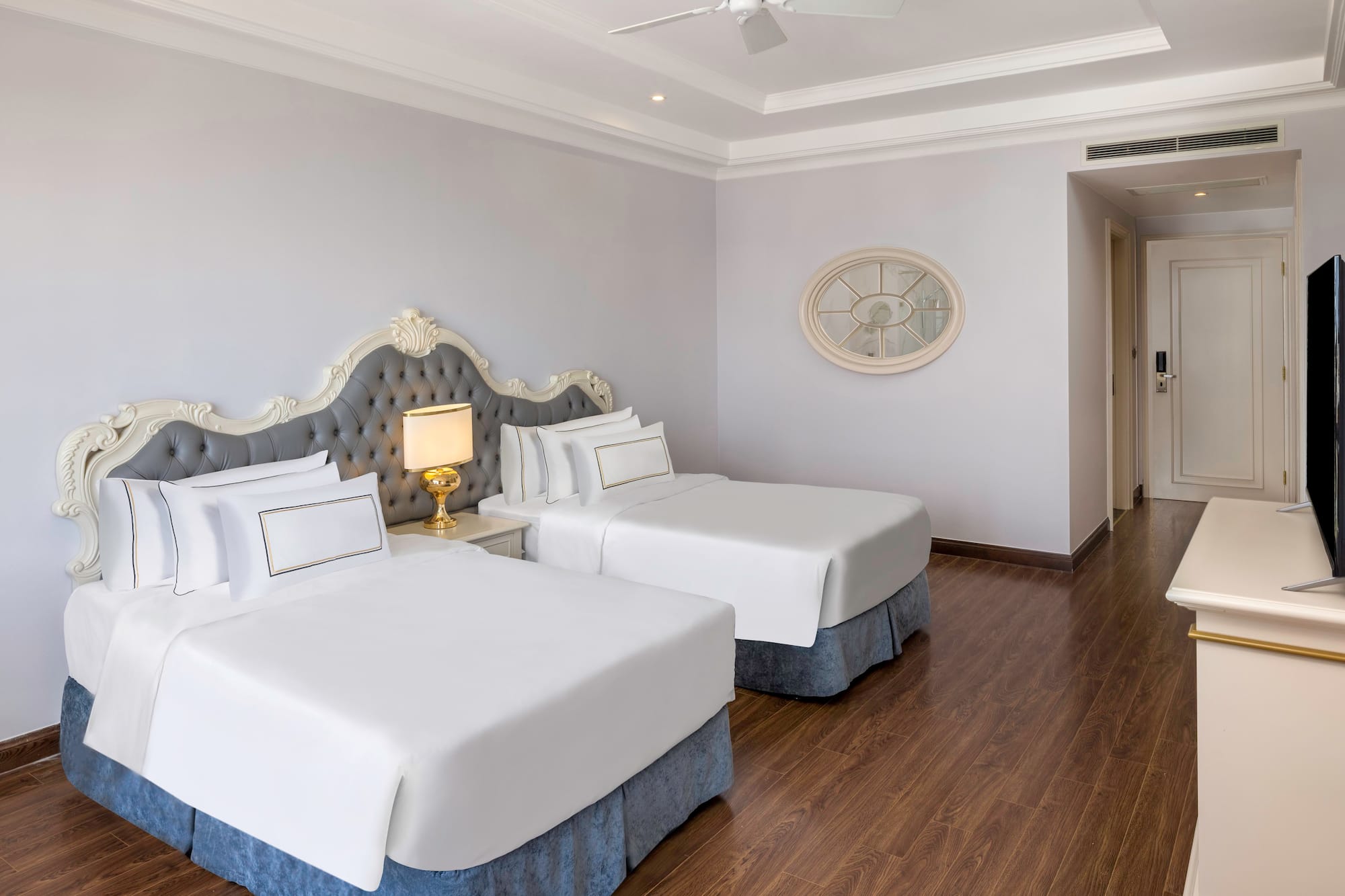 a room with two beds