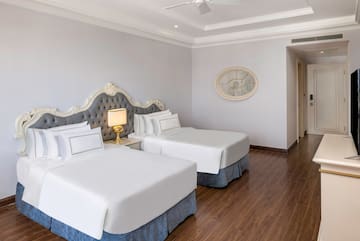a room with two beds