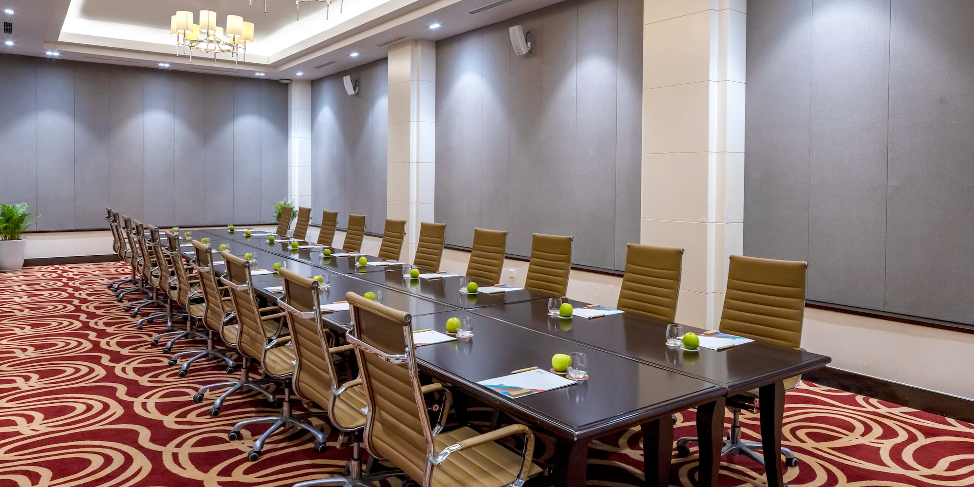 a conference room with chairs and tables
