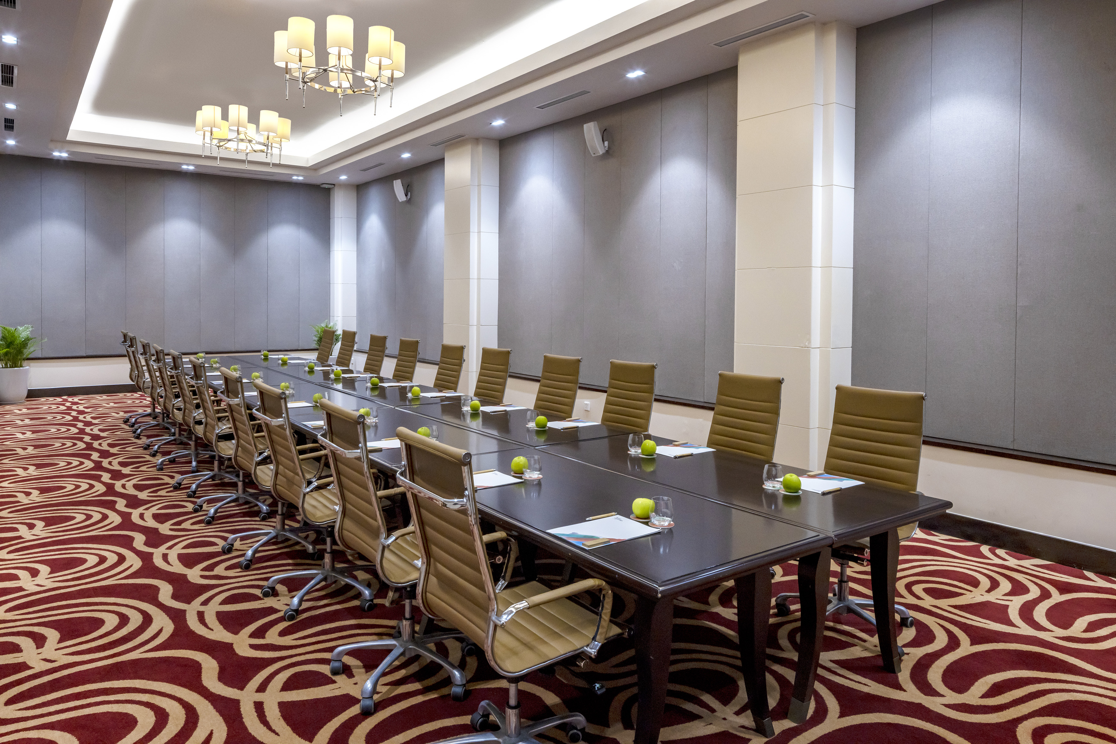 a conference room with chairs and tables