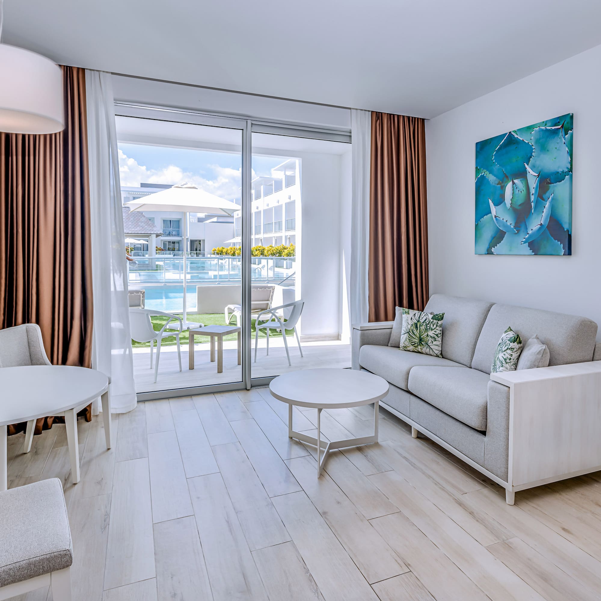 a living room with a couch and a table