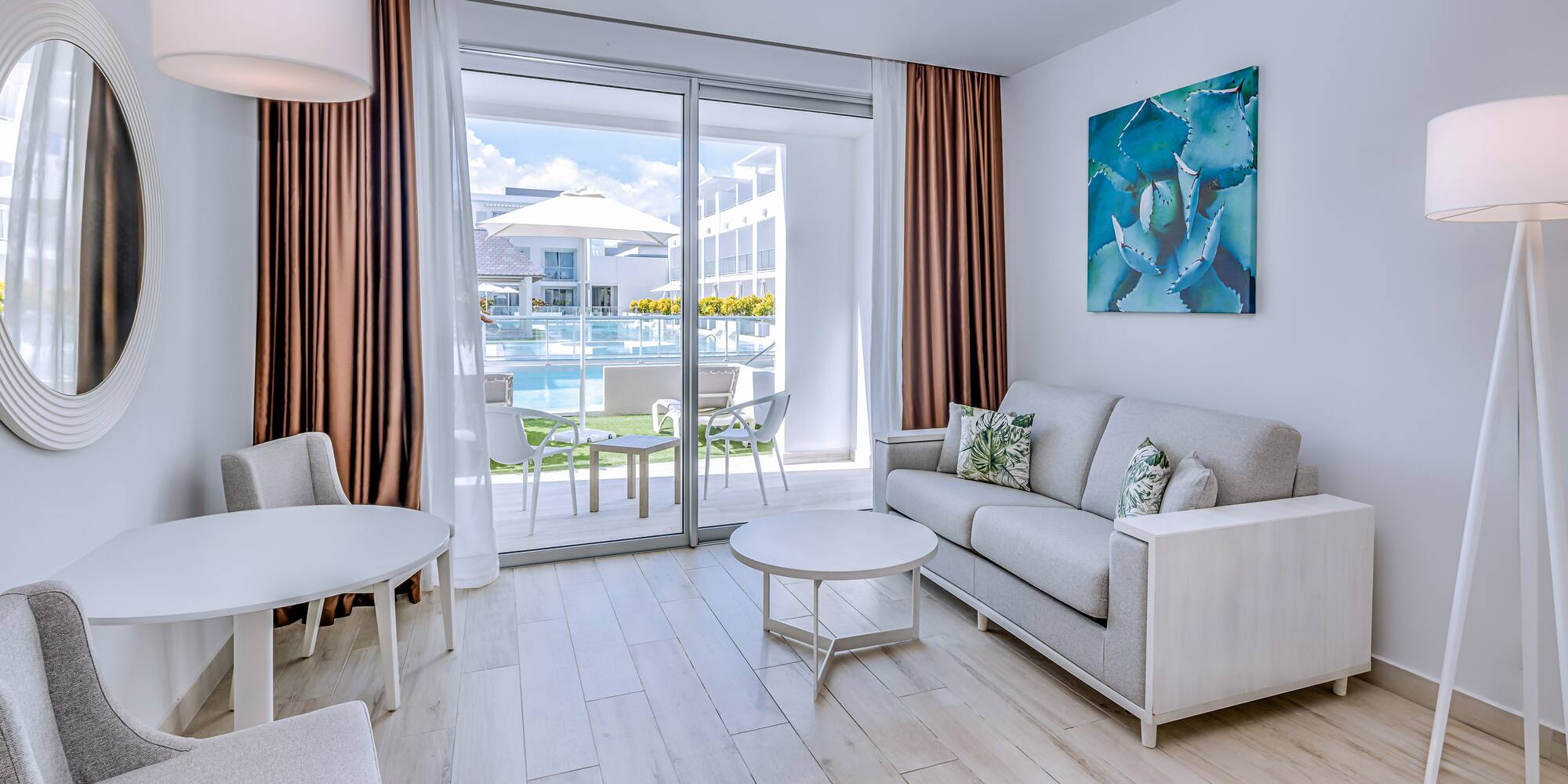 a living room with a couch and a table