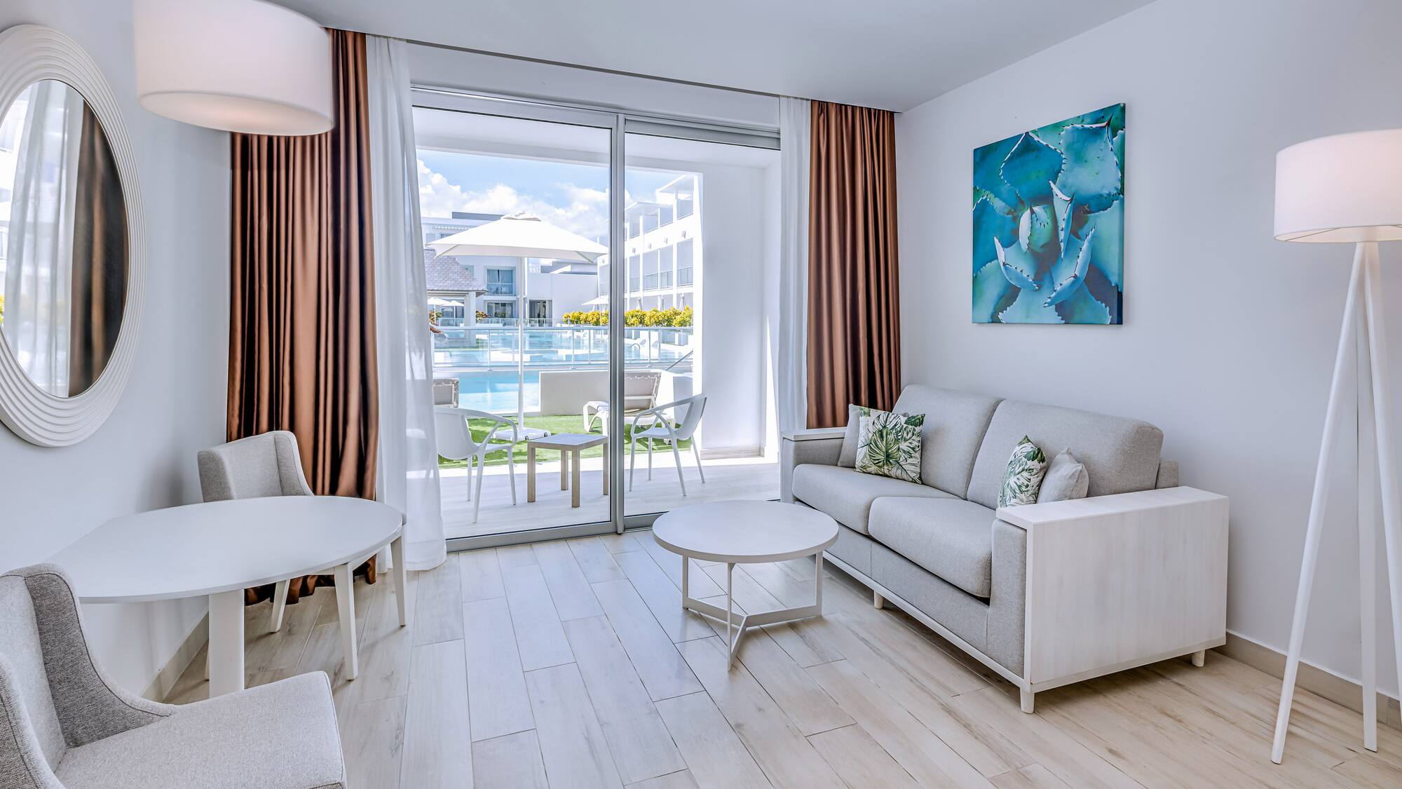 a living room with a couch and a table