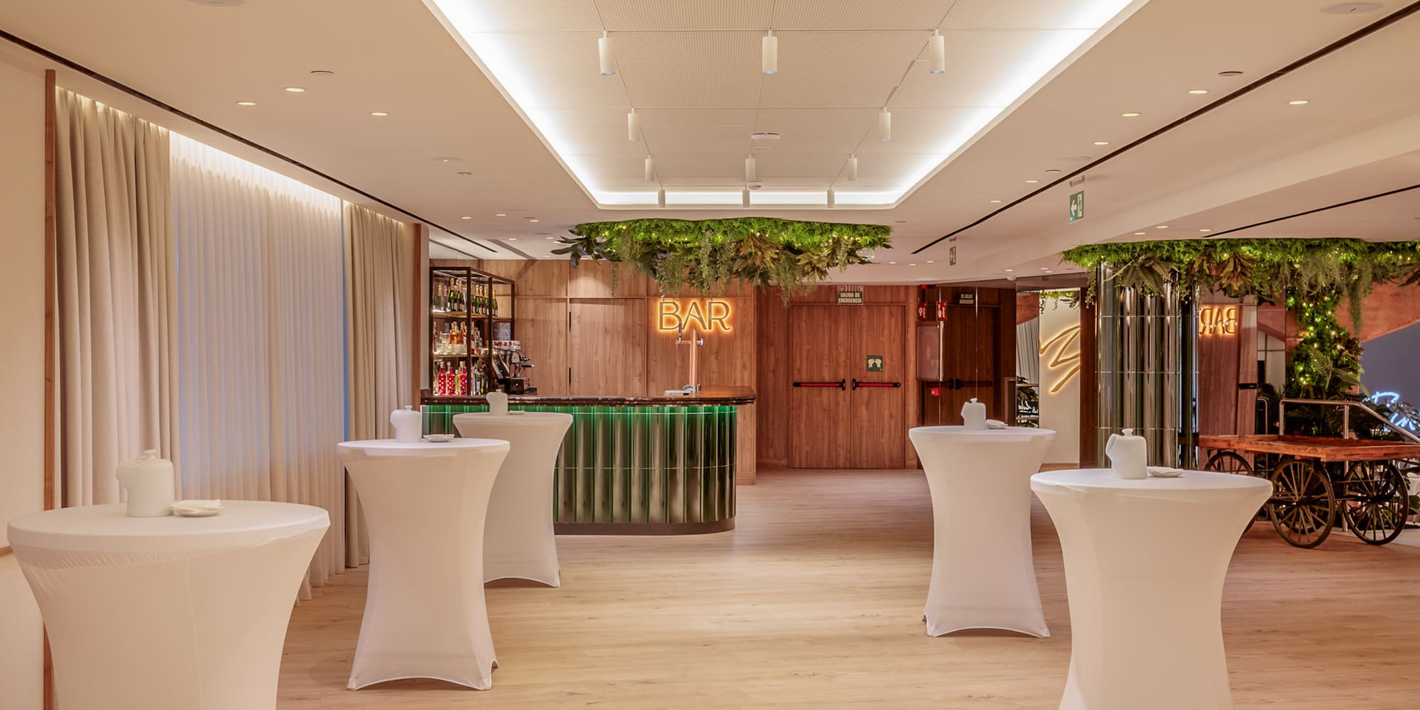 a room with tables and chairs