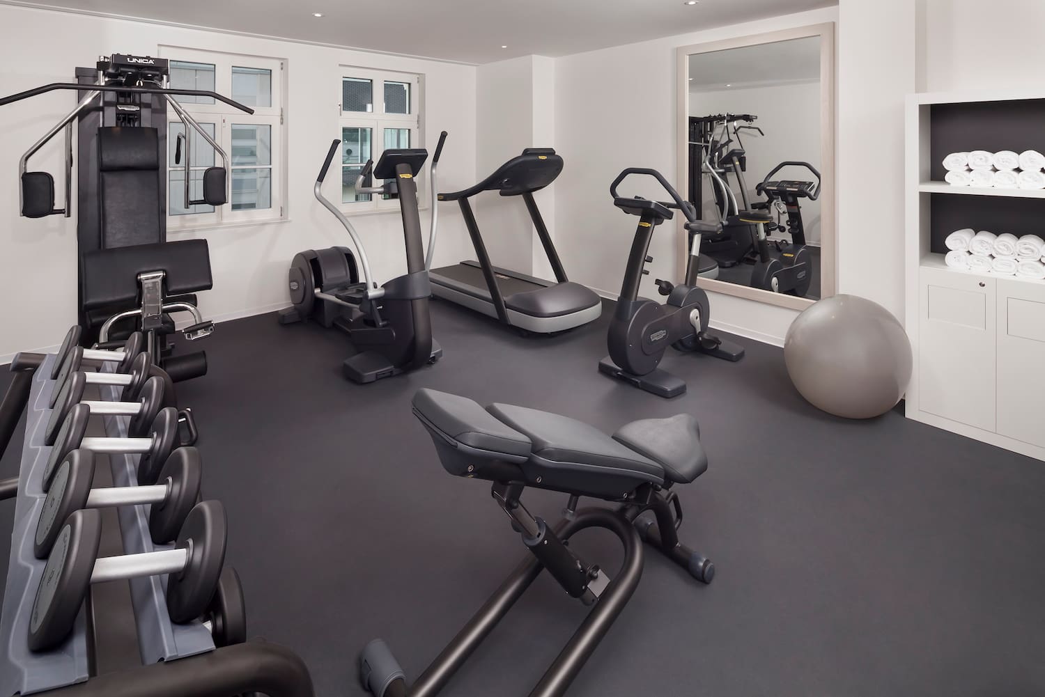 a room with exercise equipment