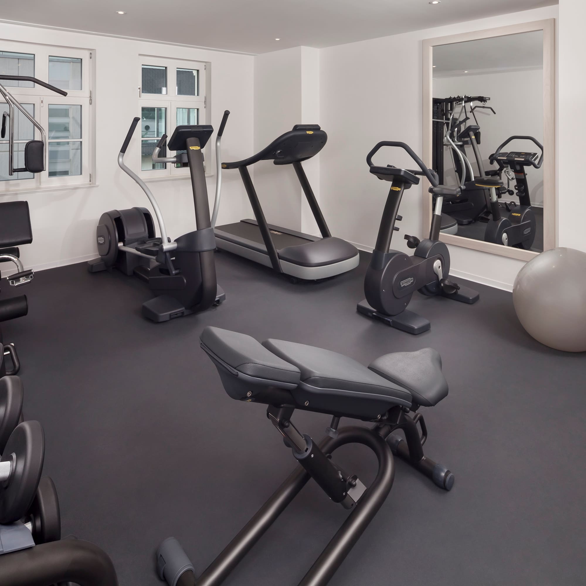 a room with exercise equipment
