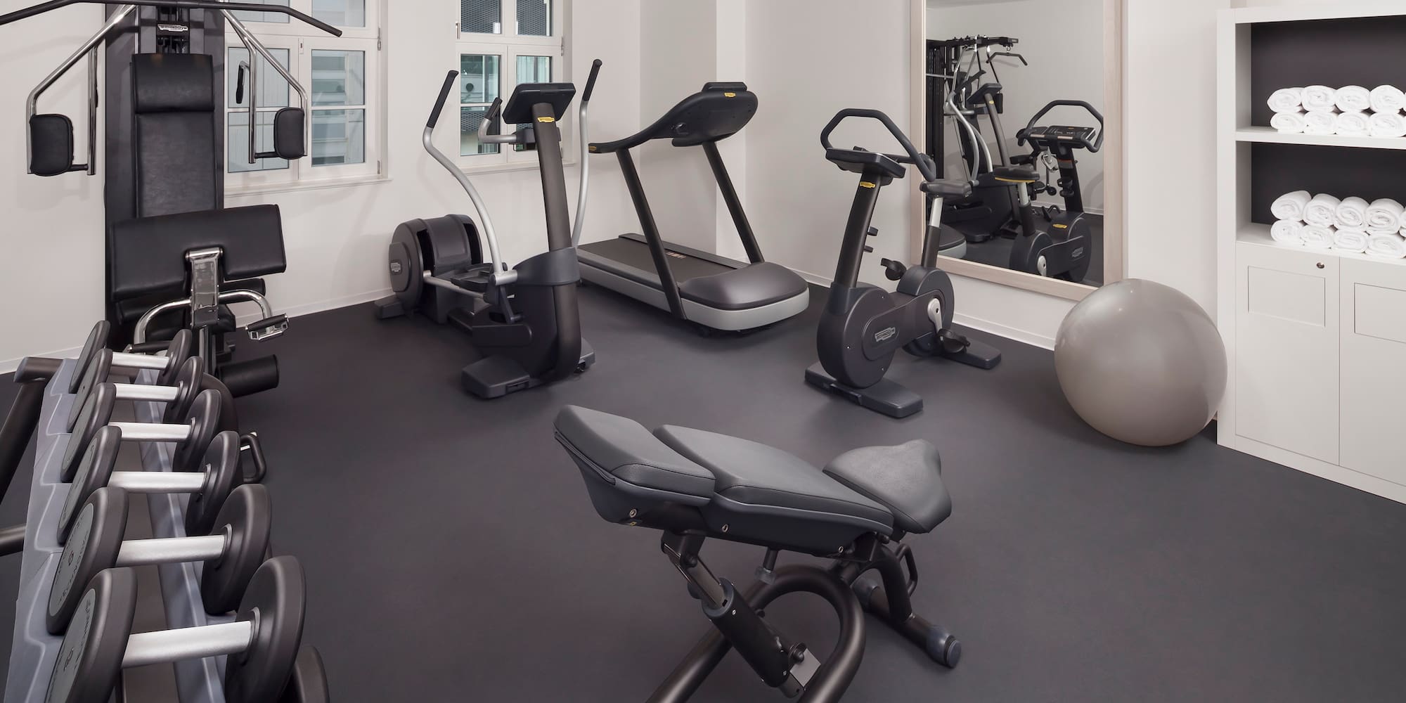 a room with exercise equipment