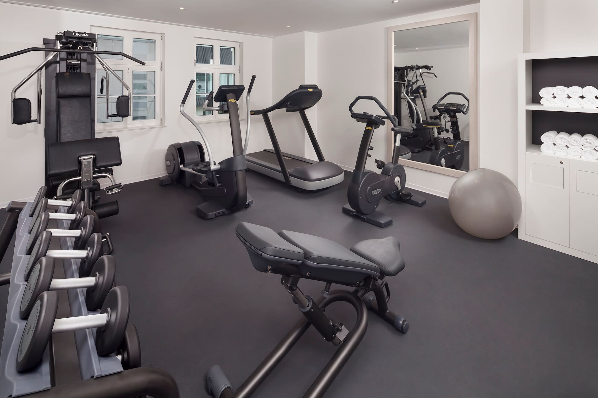a room with exercise equipment