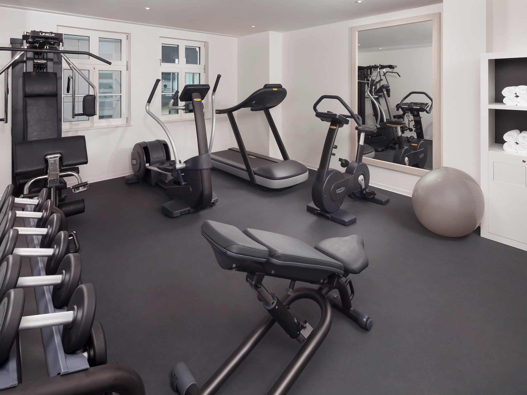 a room with exercise equipment