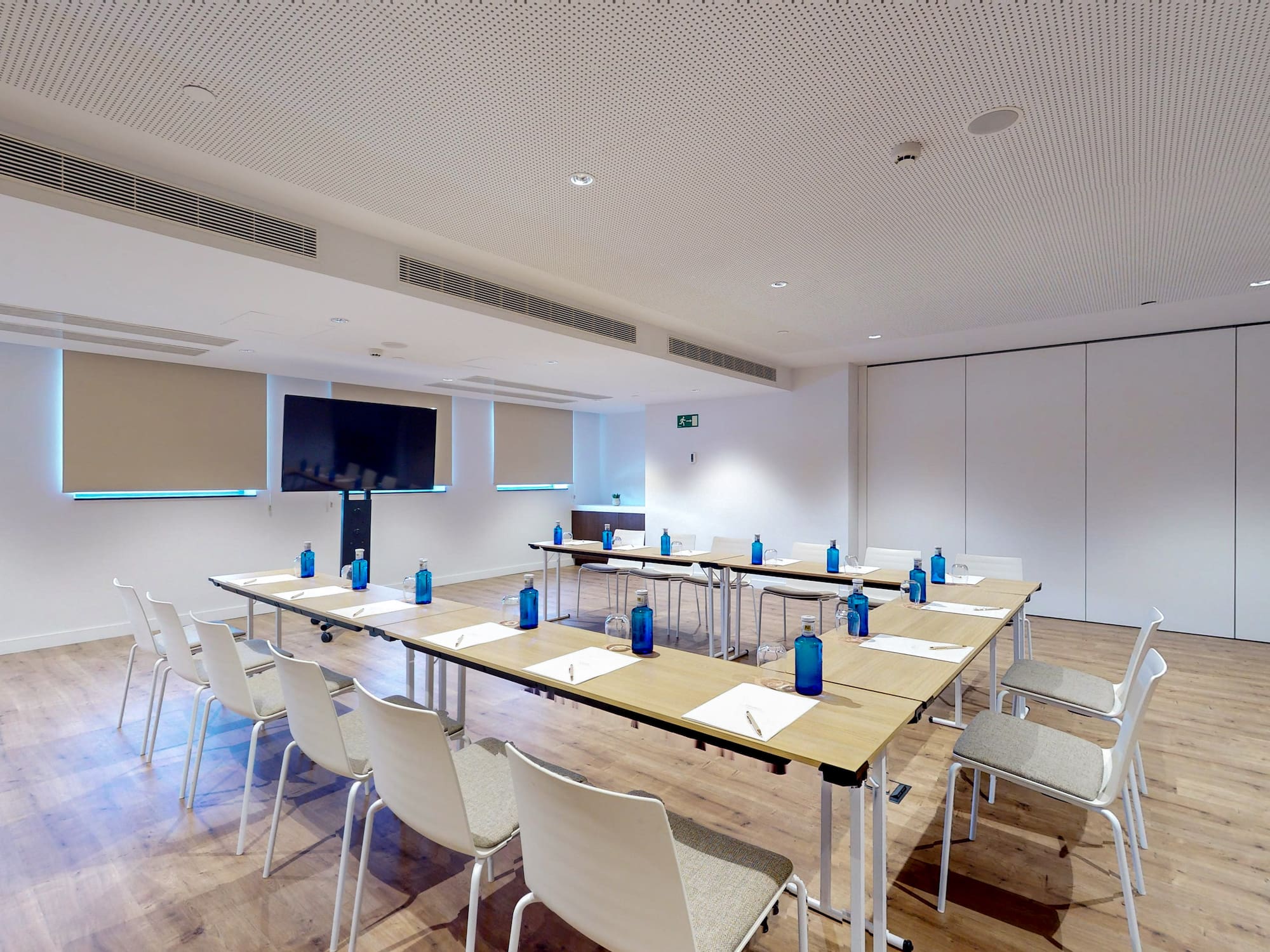 a room with tables and chairs