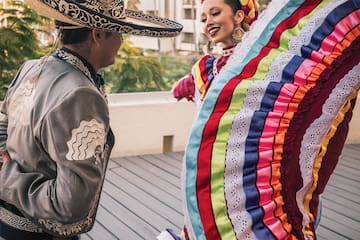 a man and woman dancing