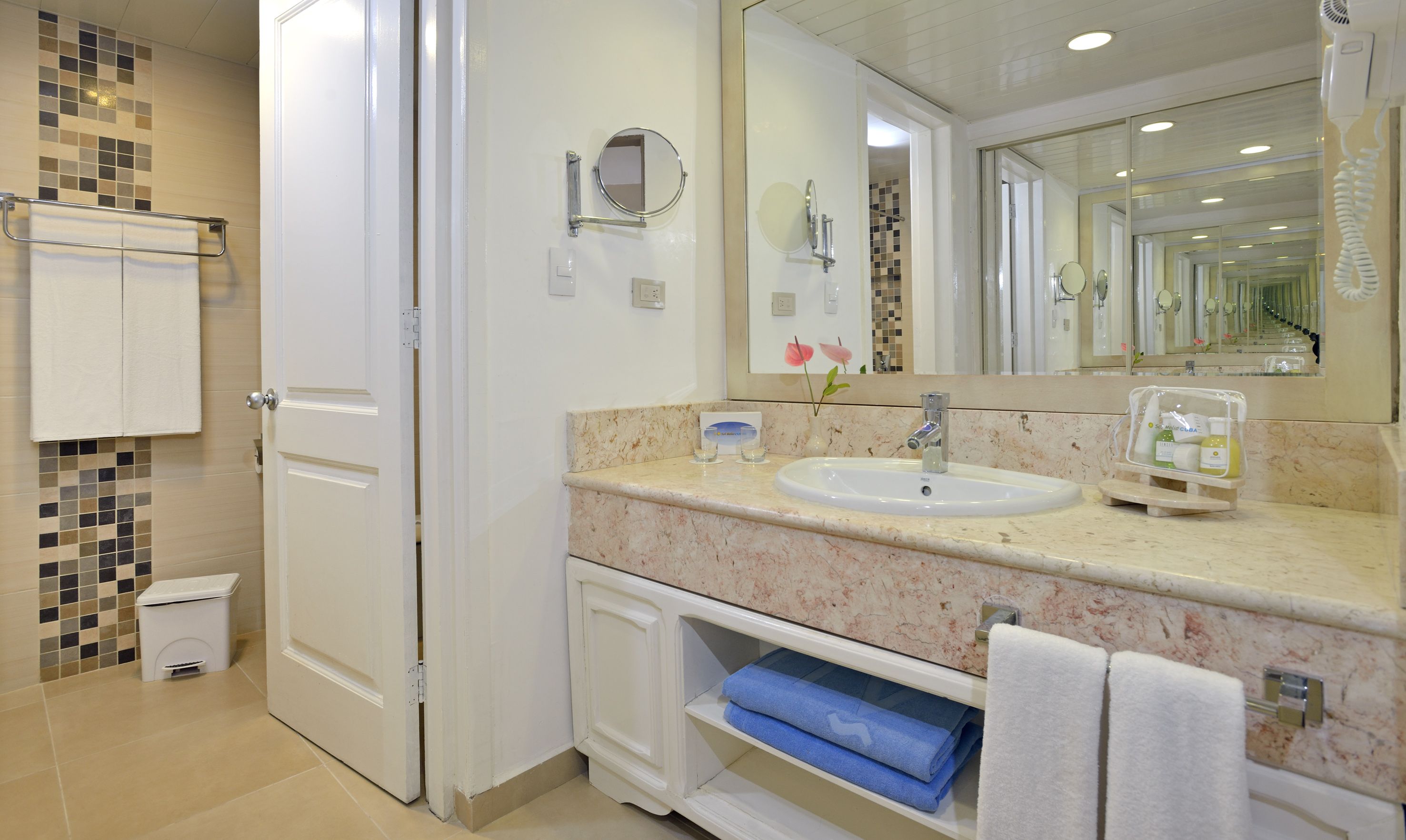 a bathroom with a sink and mirror