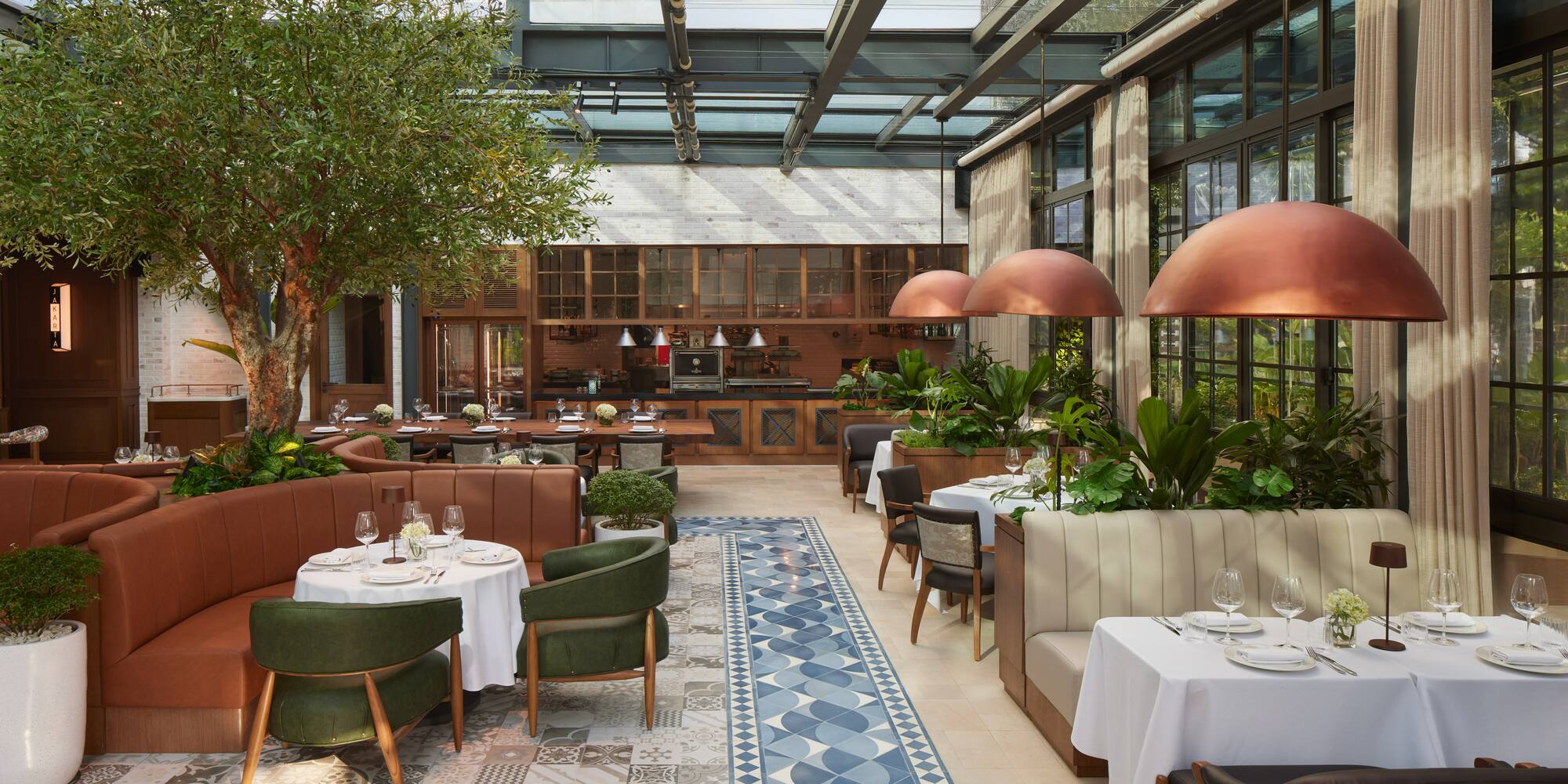 a restaurant with tables and chairs