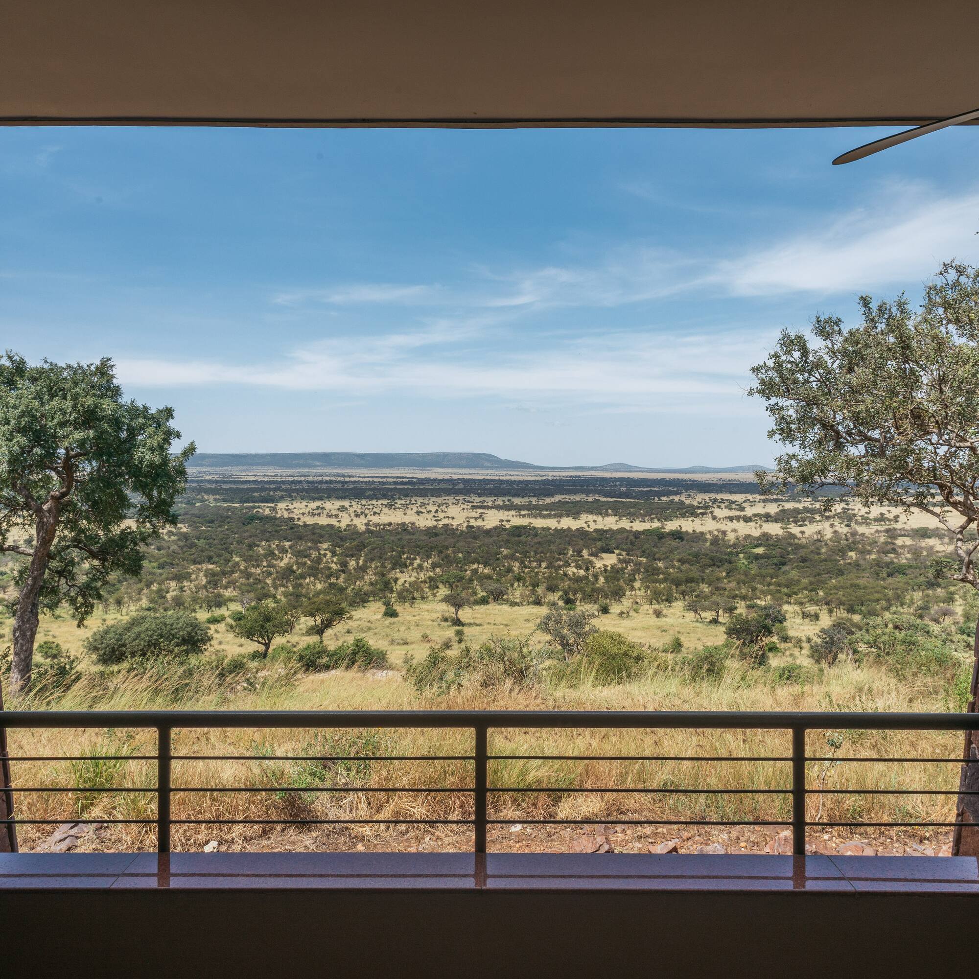 a view of a landscape from a balcony