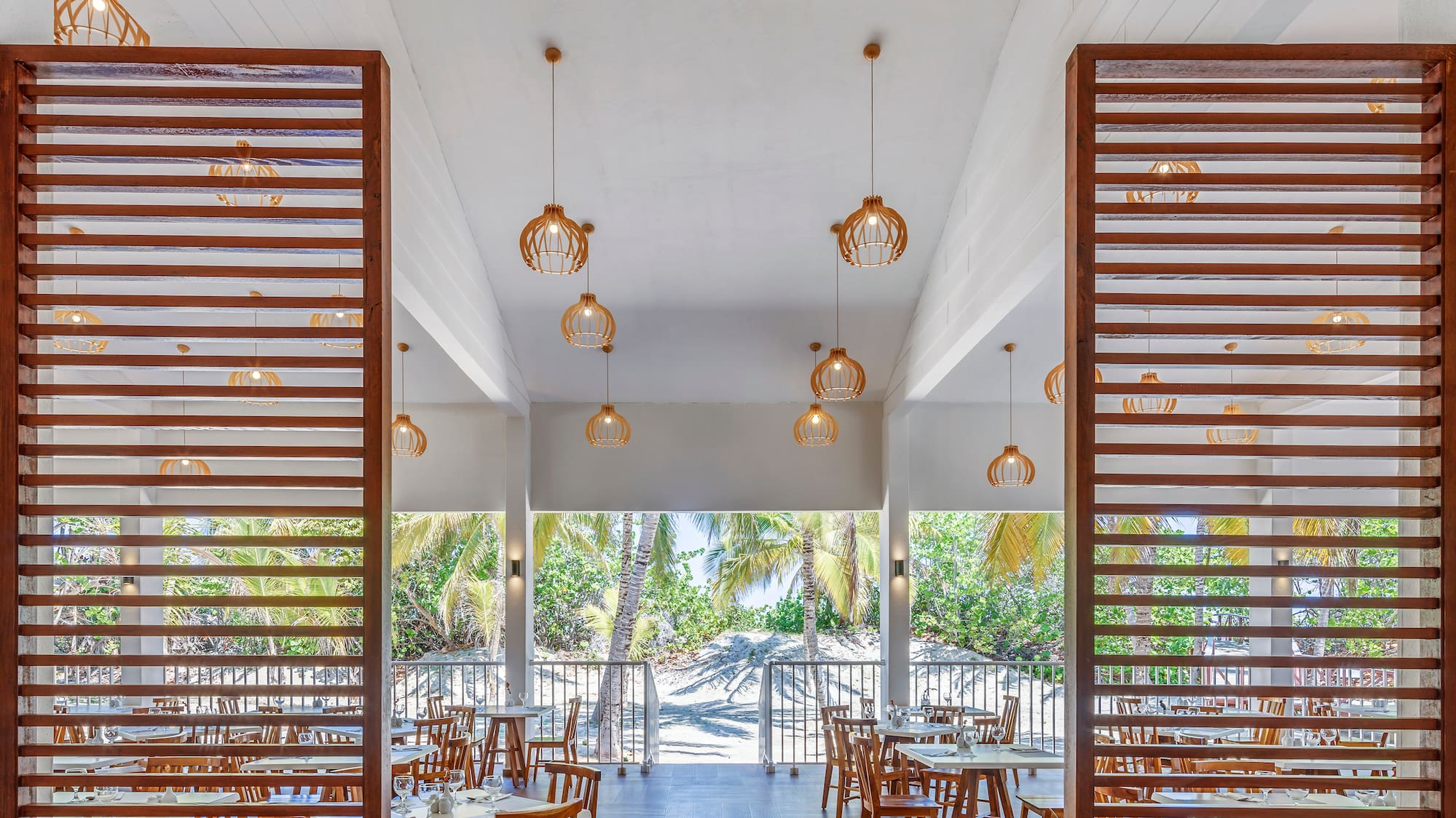 a room with tables and chairs