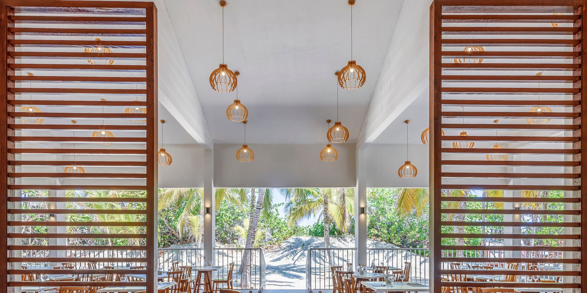 a room with tables and chairs