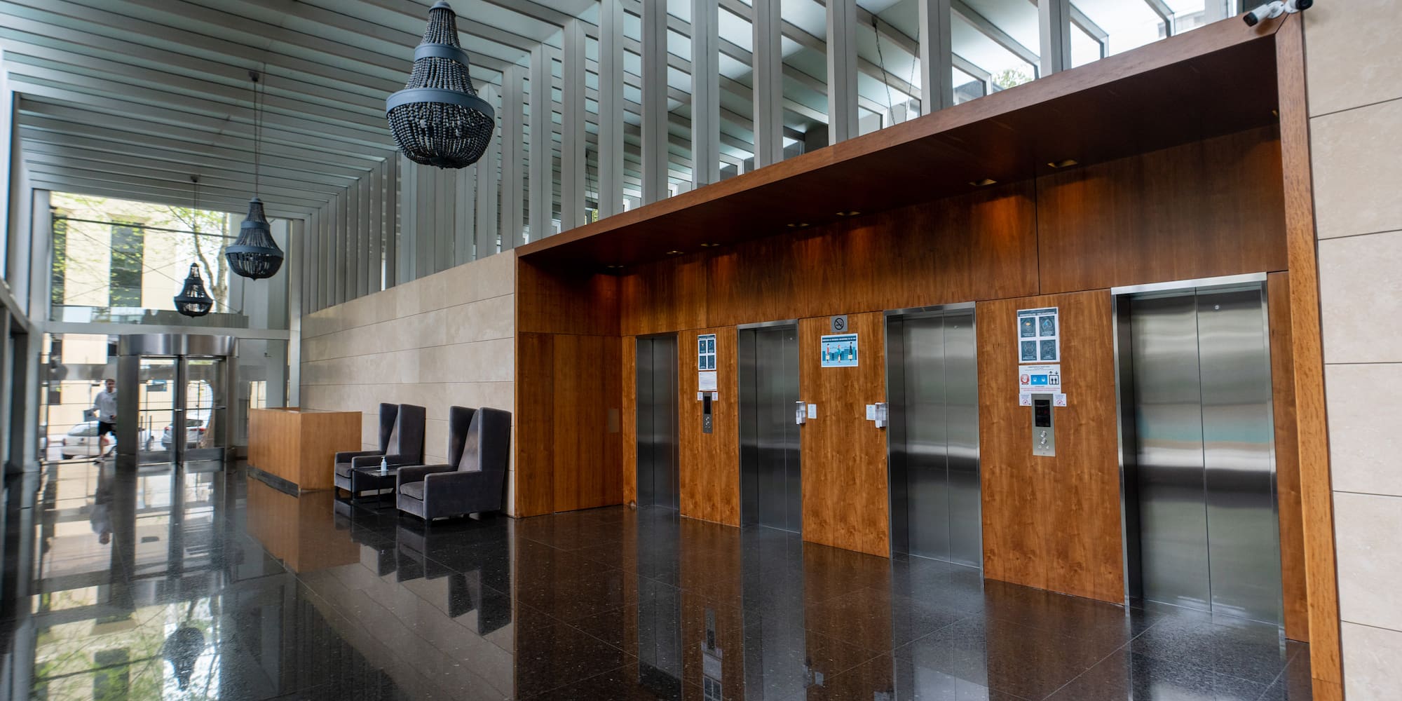 an elevator doors in a building