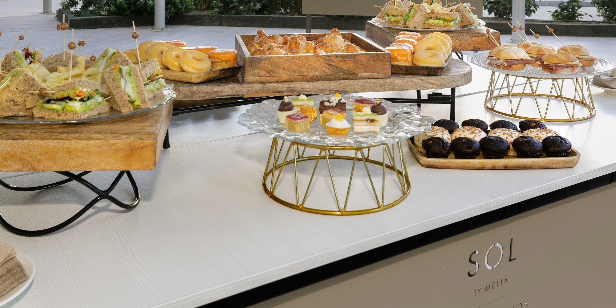 a table with different food on it