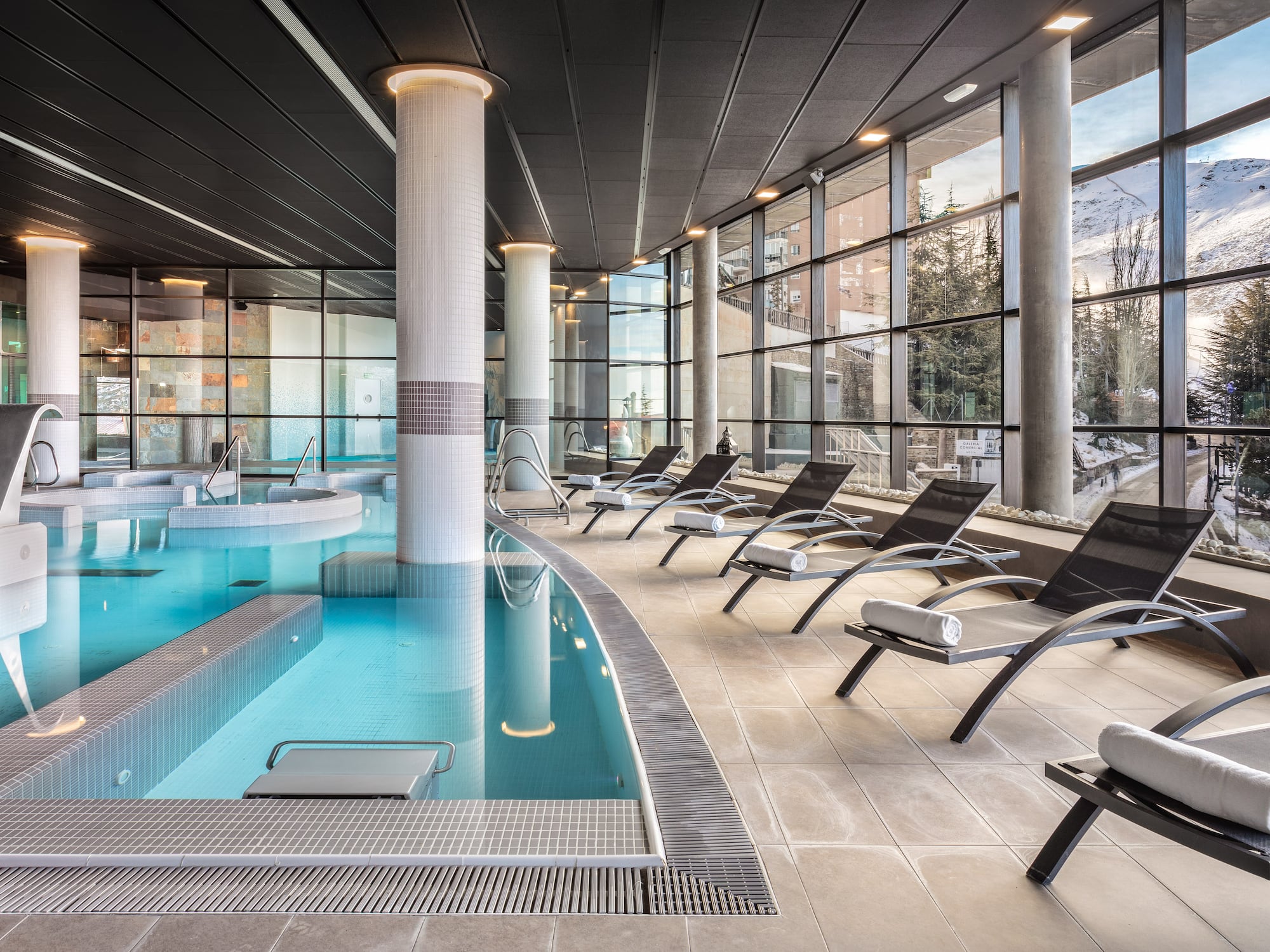 a pool inside a building