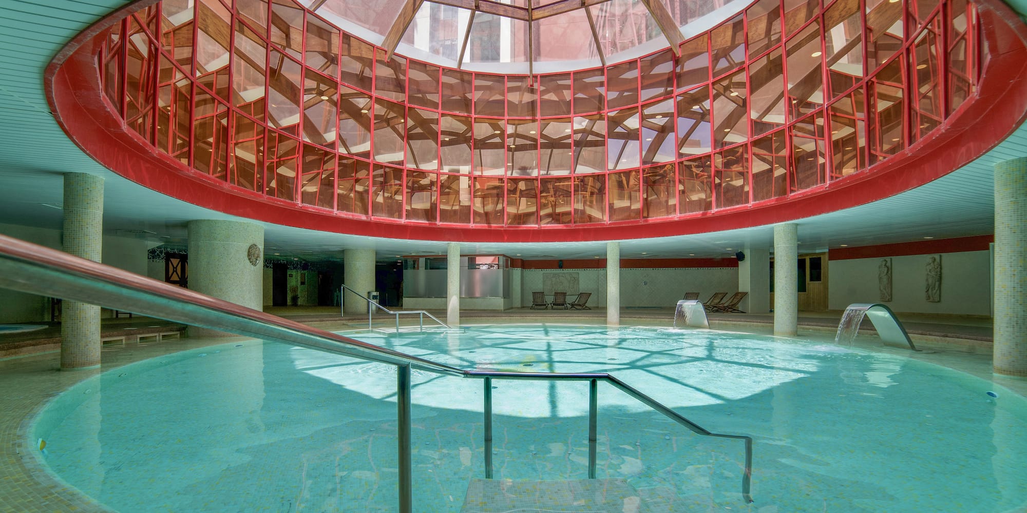 a pool inside a building