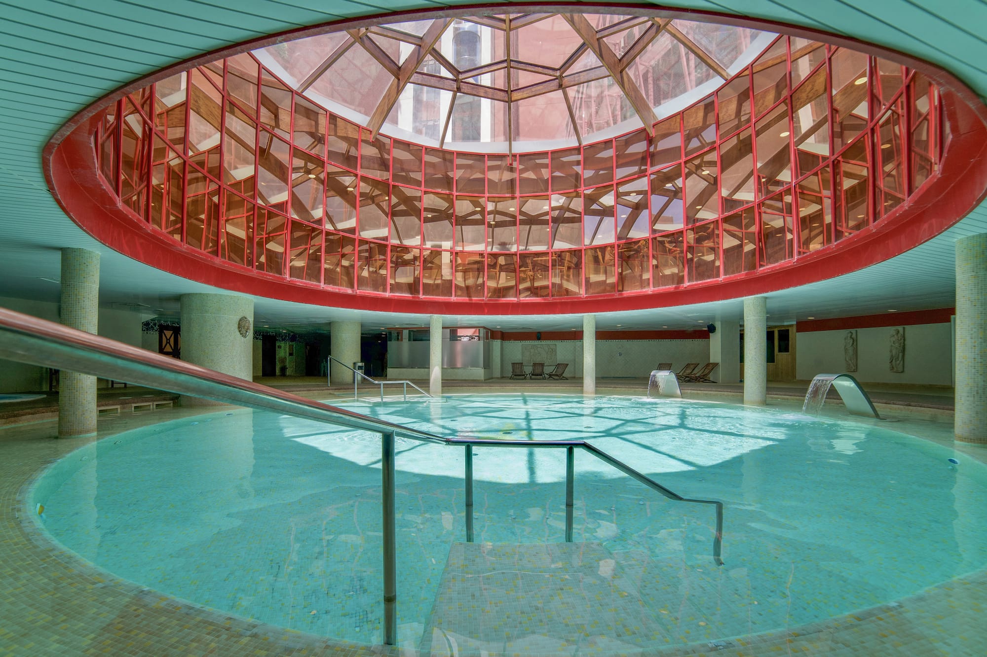 a pool inside a building