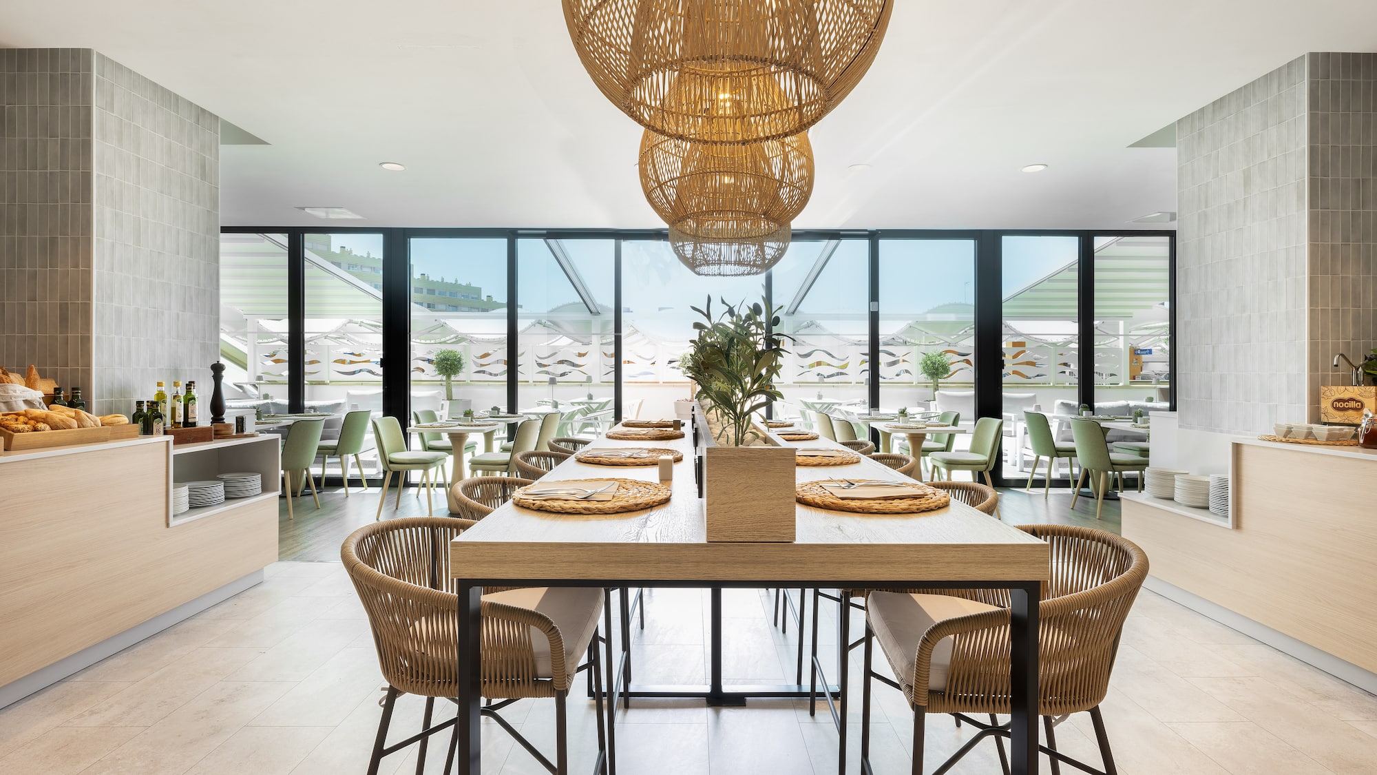 a room with a table and chairs