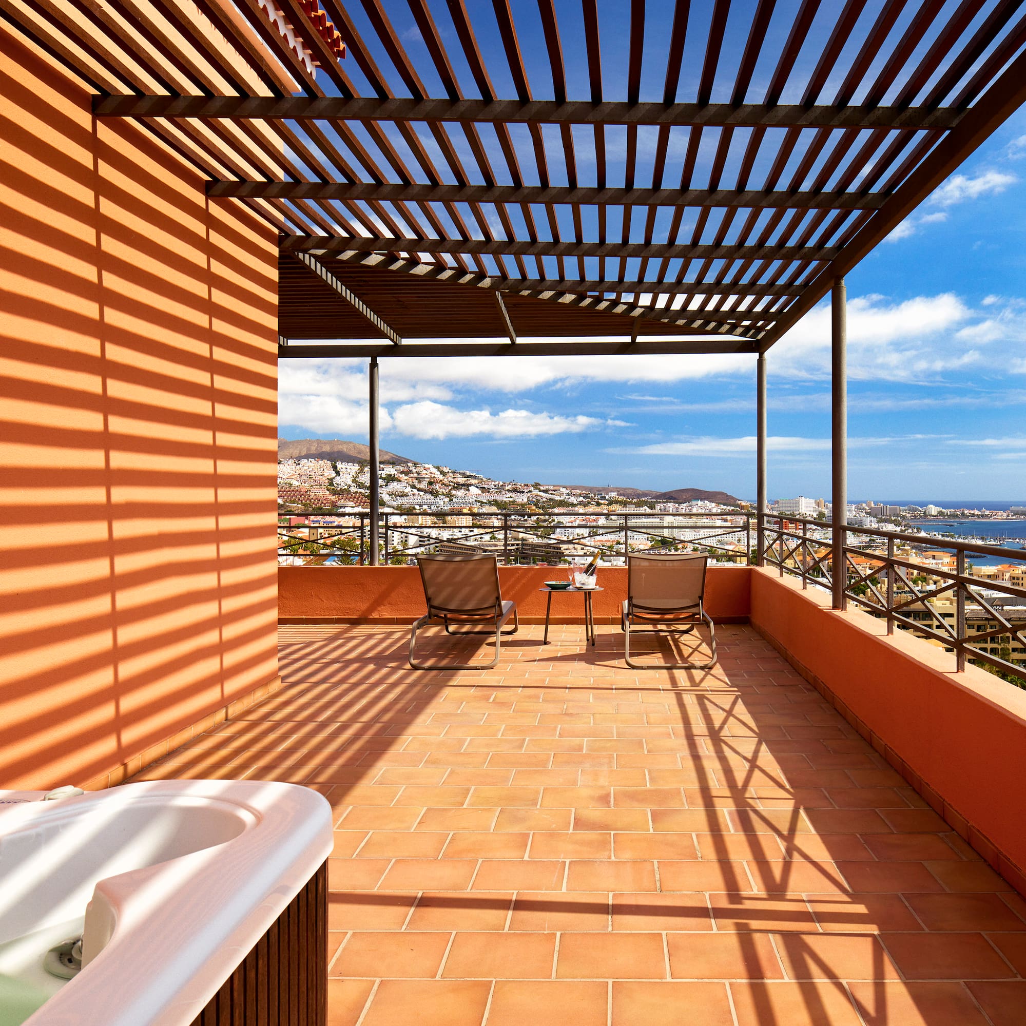 a hot tub on a patio