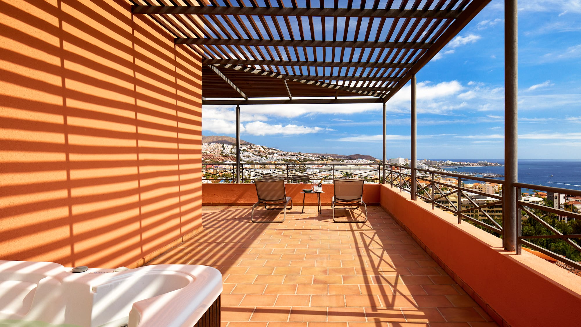 a hot tub on a patio