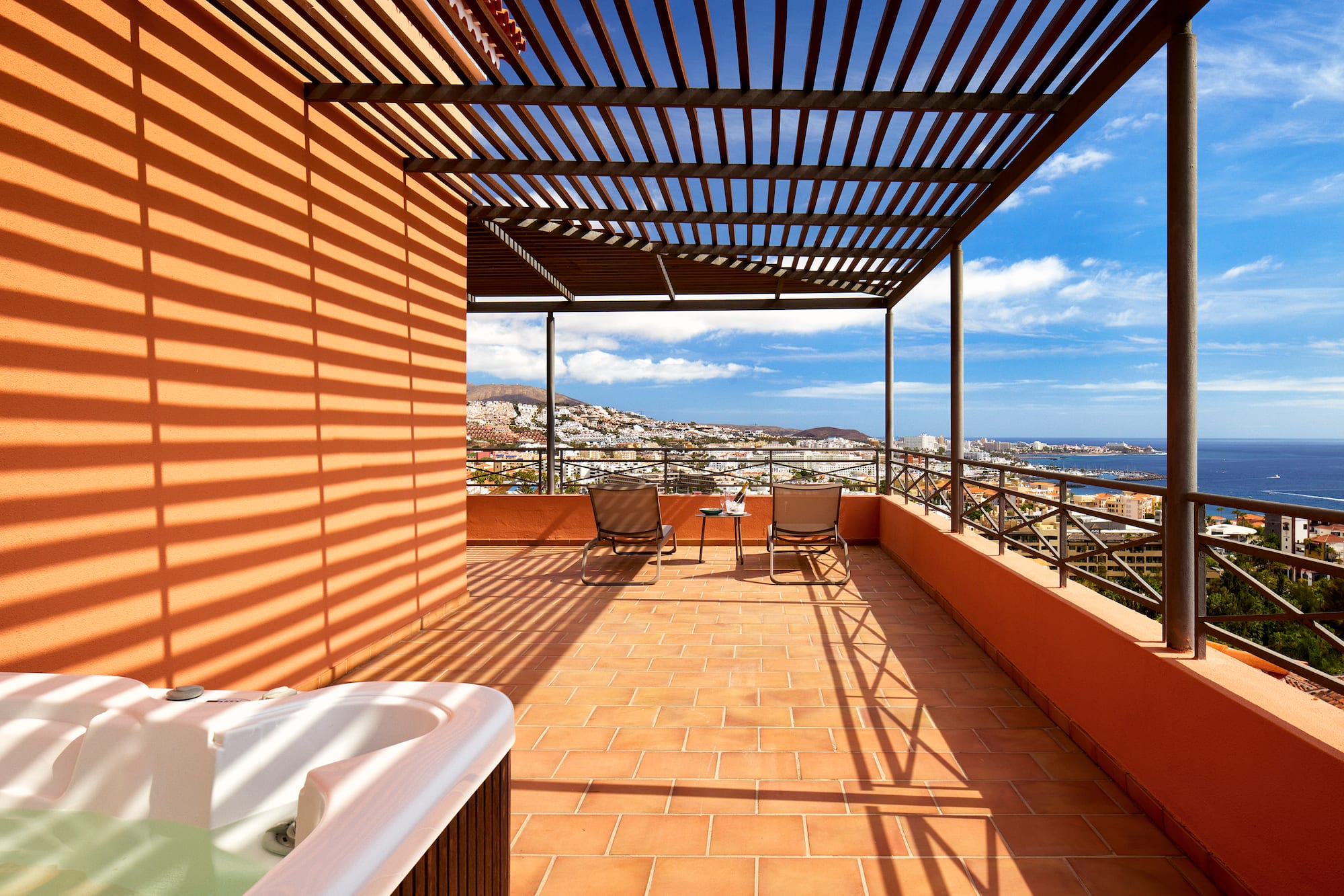 a hot tub on a patio