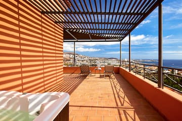a hot tub on a patio