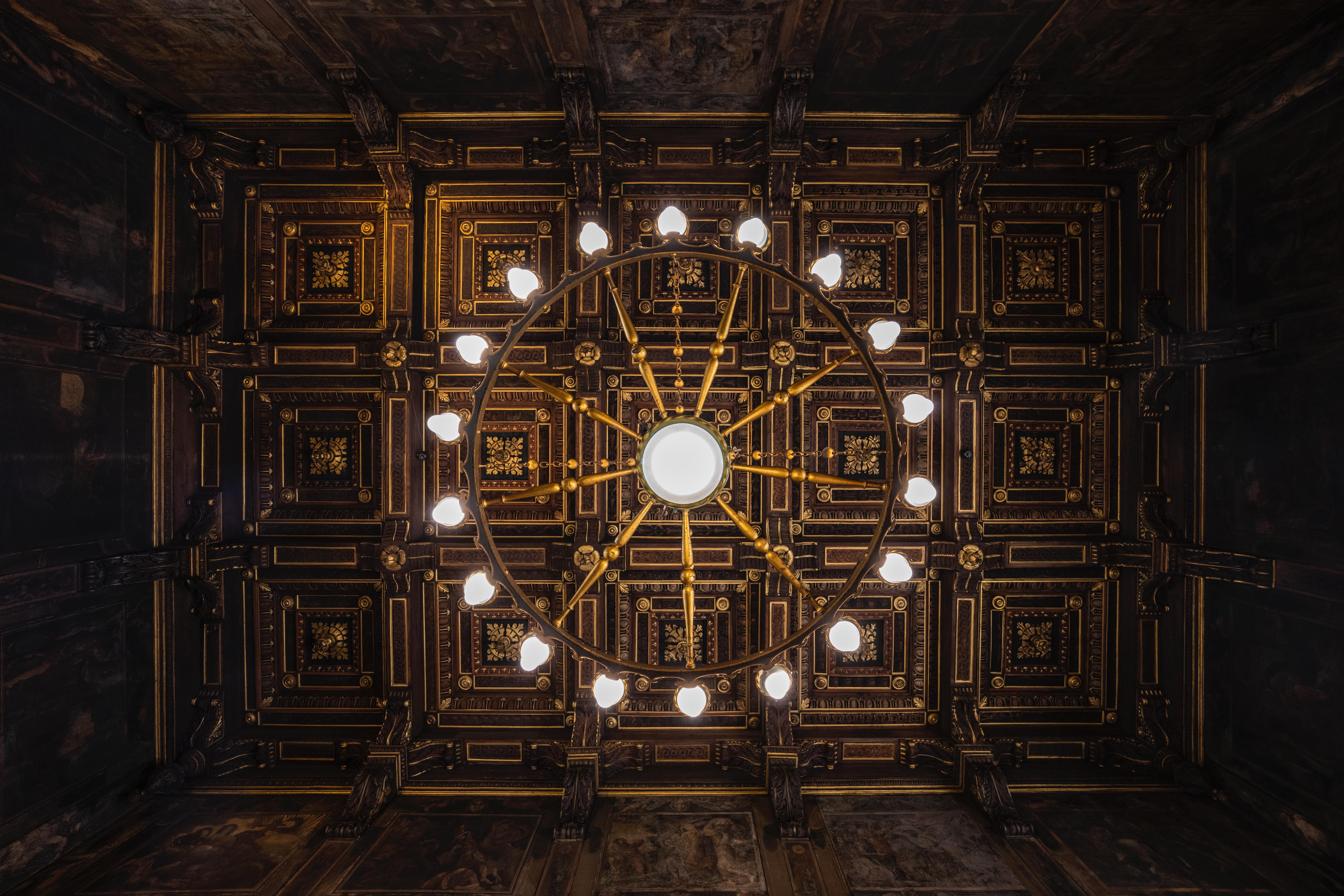 a chandelier in a room