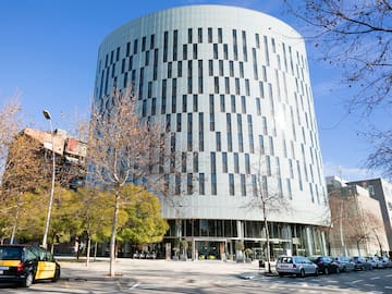 a circular building with many windows