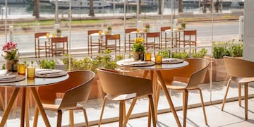 a table and chairs outside a restaurant