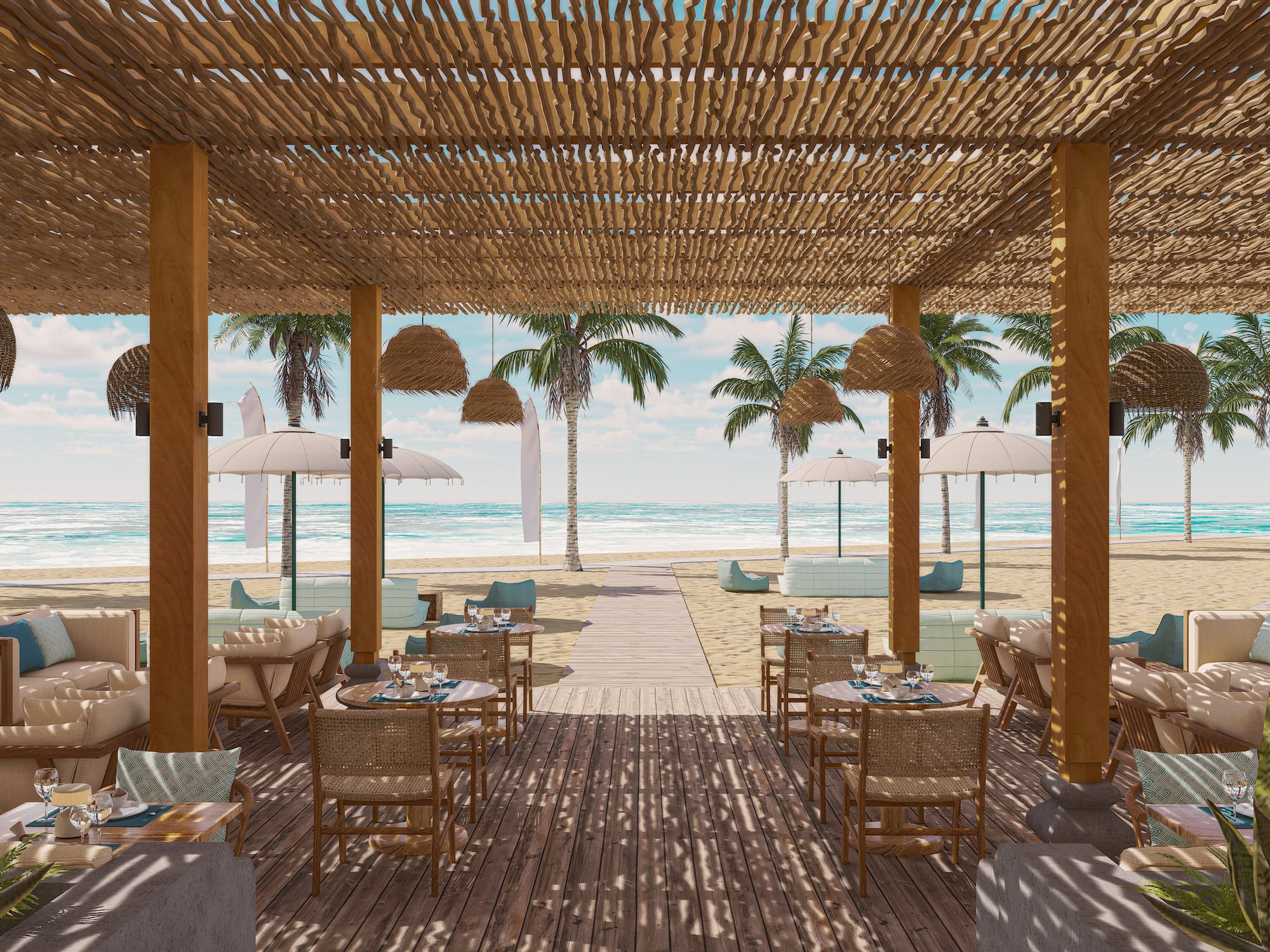 a restaurant on a beach