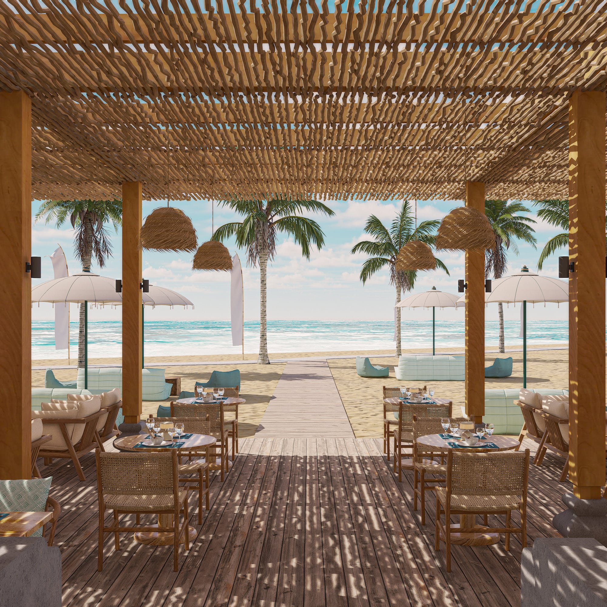 a restaurant on a beach